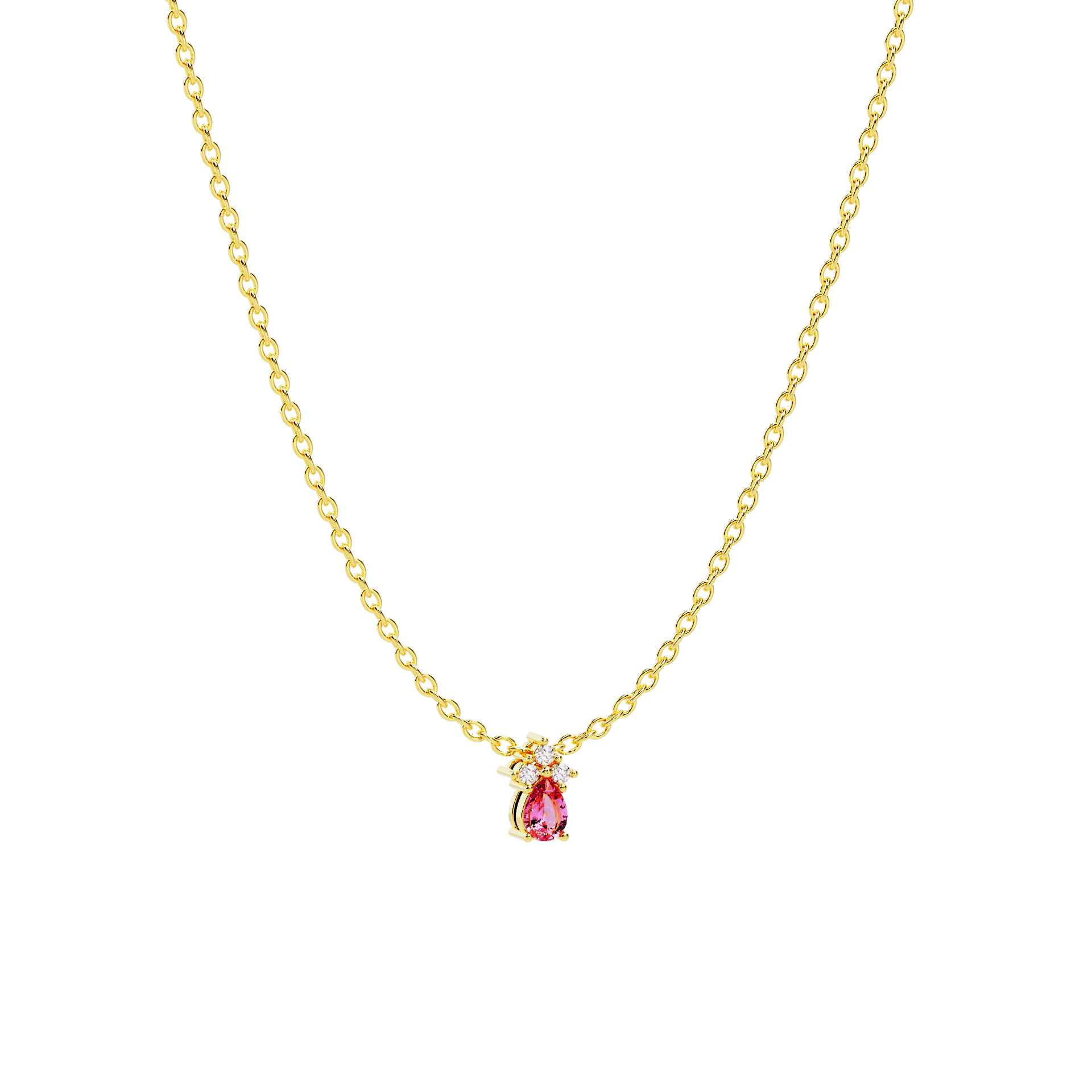 colgante oro amarillo con turmalina rosa y diamantes