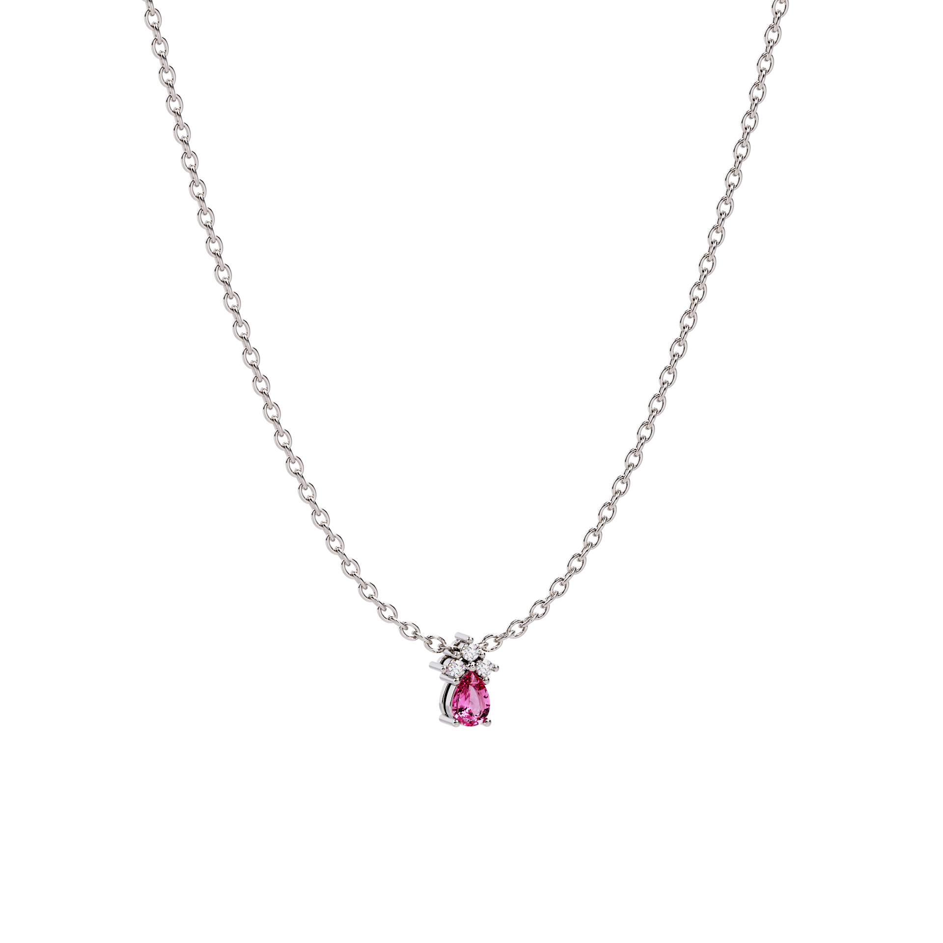 Colgante de platino con turmalina rosa y diamantes