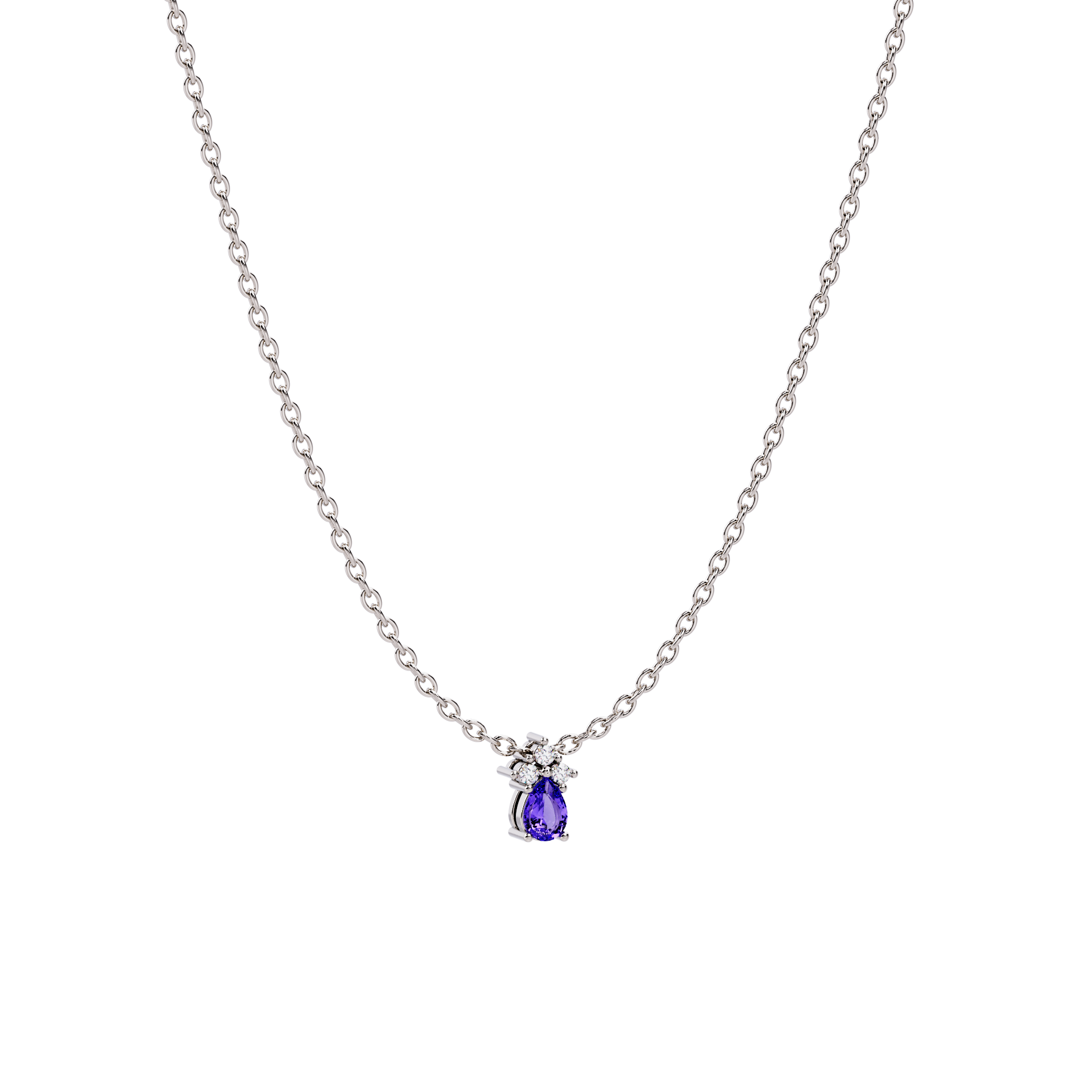 Colgante de platino con tanzanita morada y diamantes
