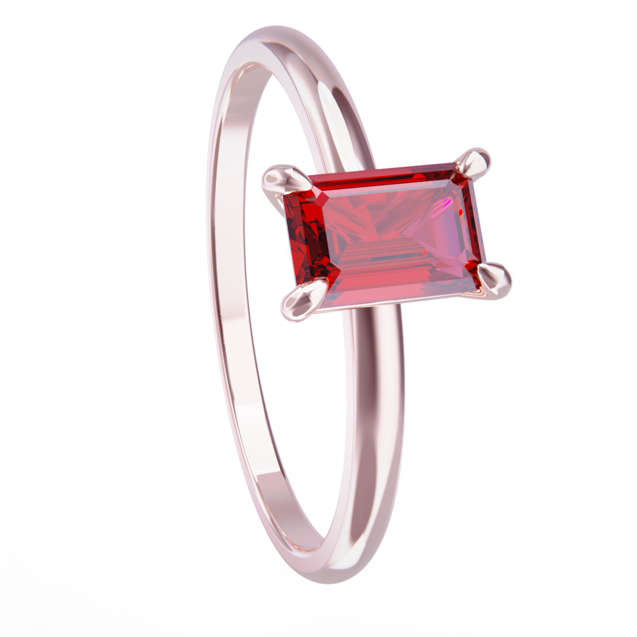 Anillo oro rosa con rubi