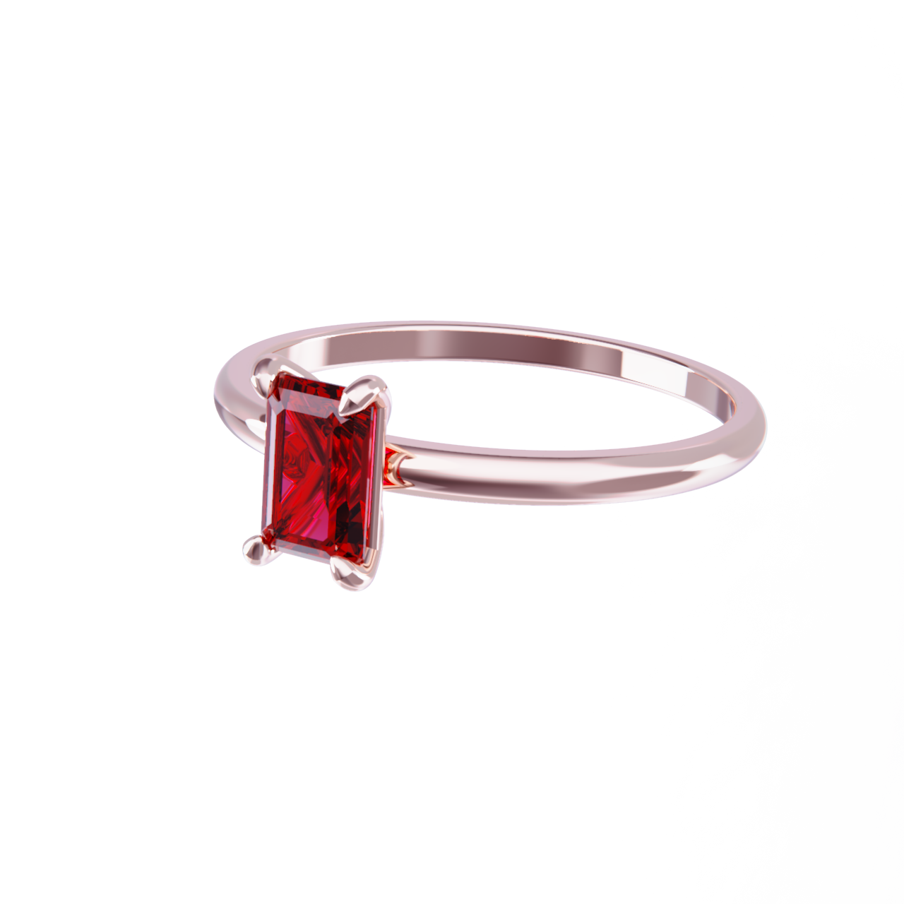 Anillo oro rosa con rubi