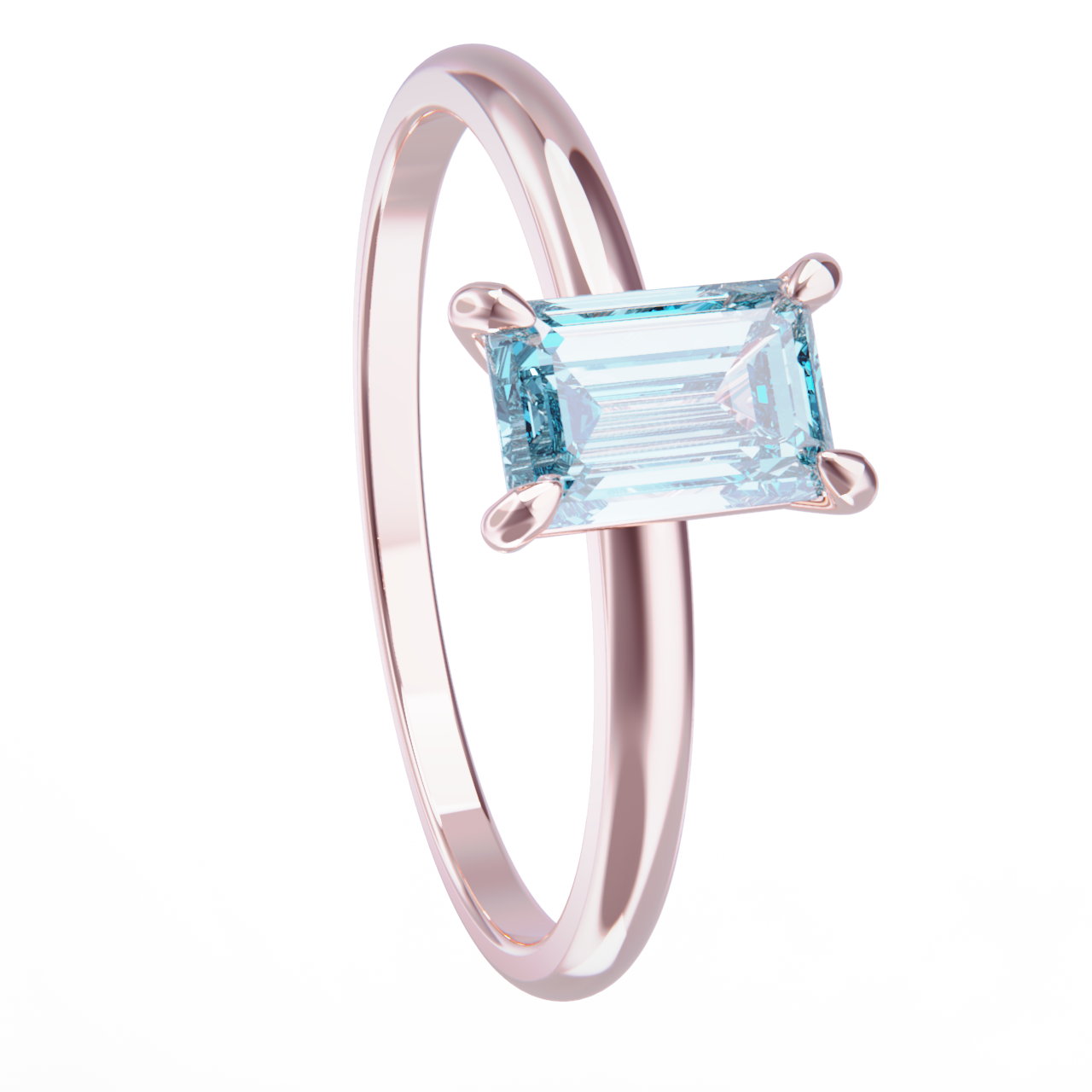 Anillo oro rosa con aguamarina
