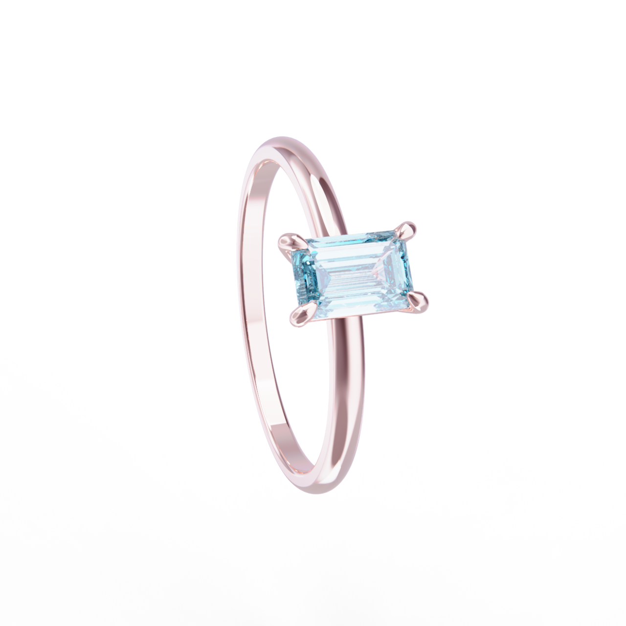 Anillo oro rosa con aguamarina