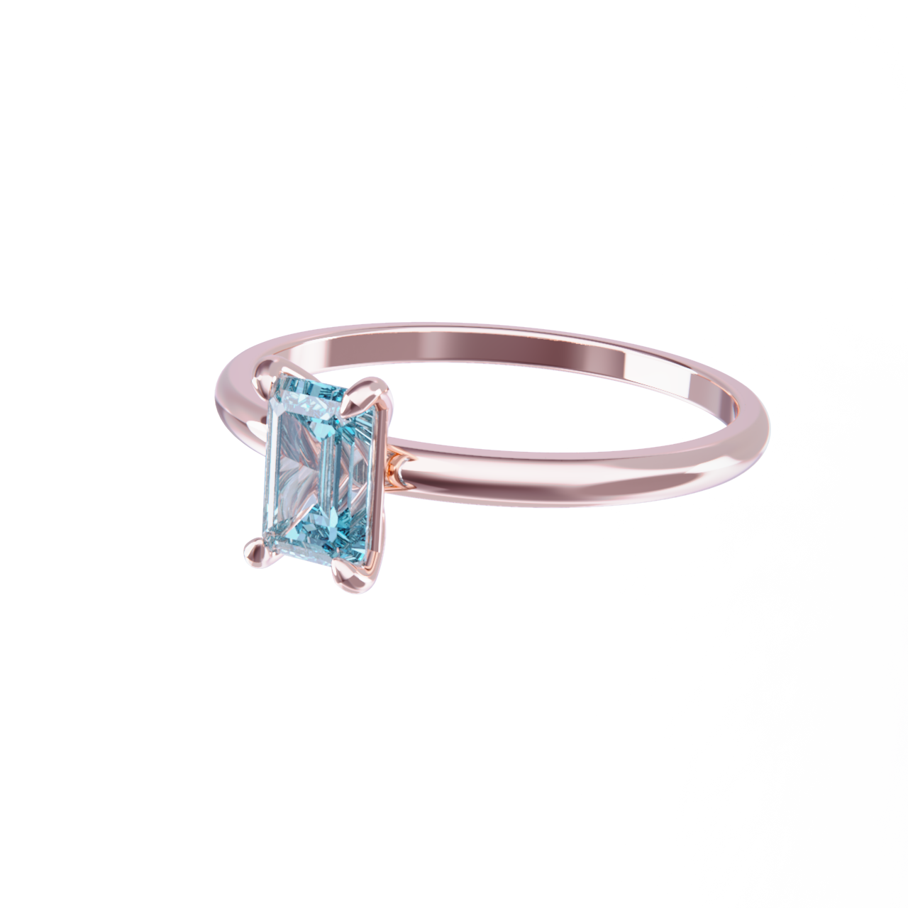 Anillo oro rosa con aguamarina