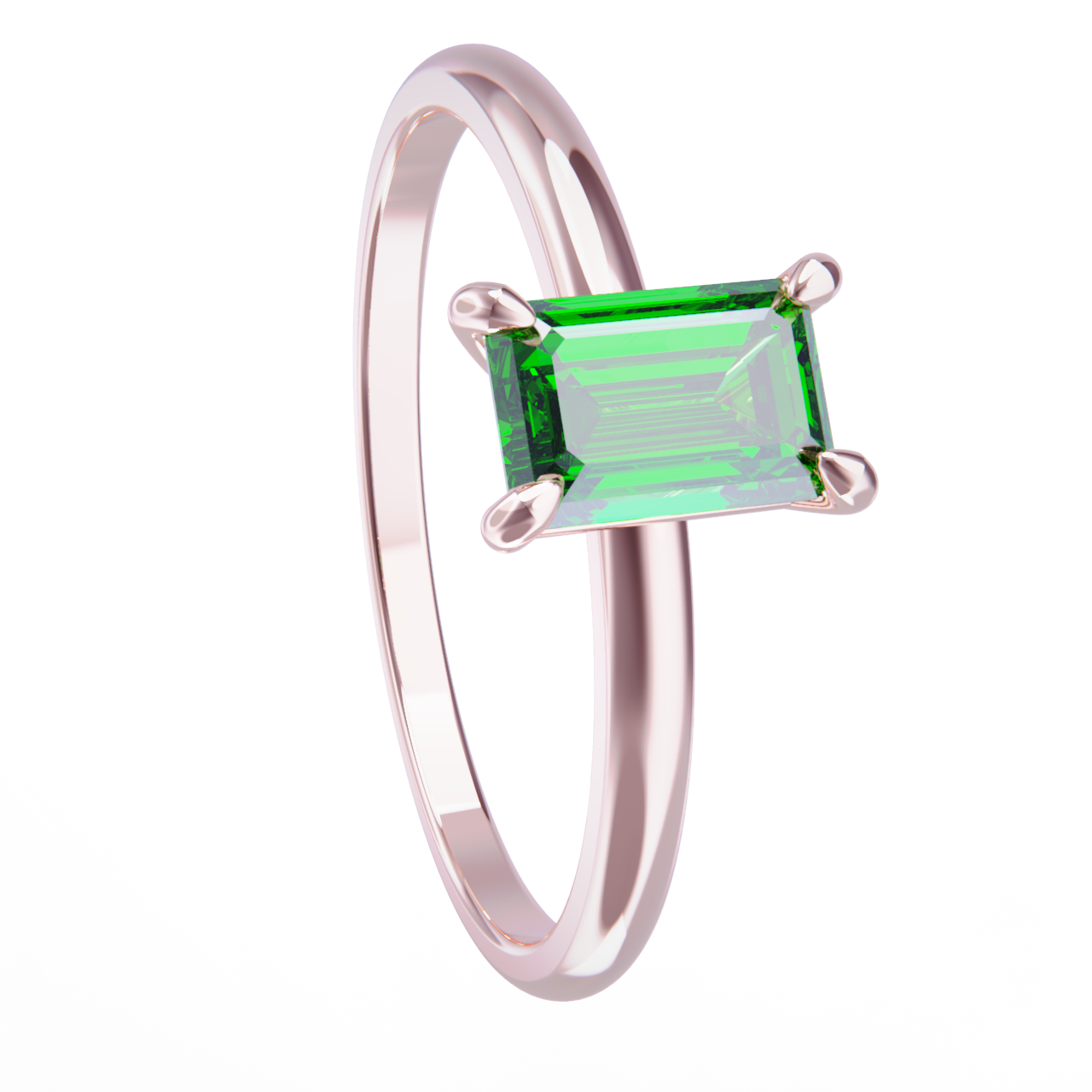 Anillo de oro rosa con esmeralda