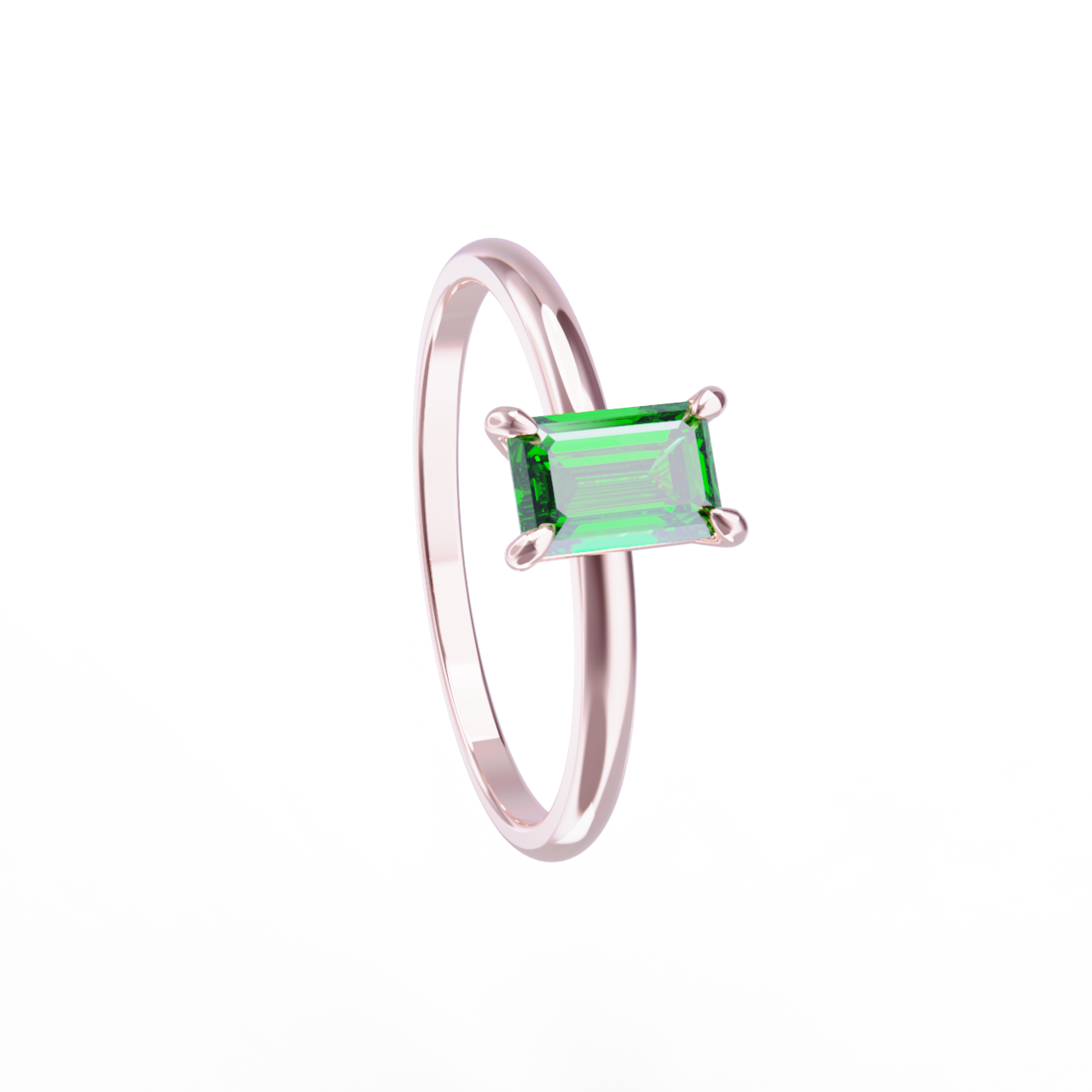 Anillo de oro rosa con esmeralda