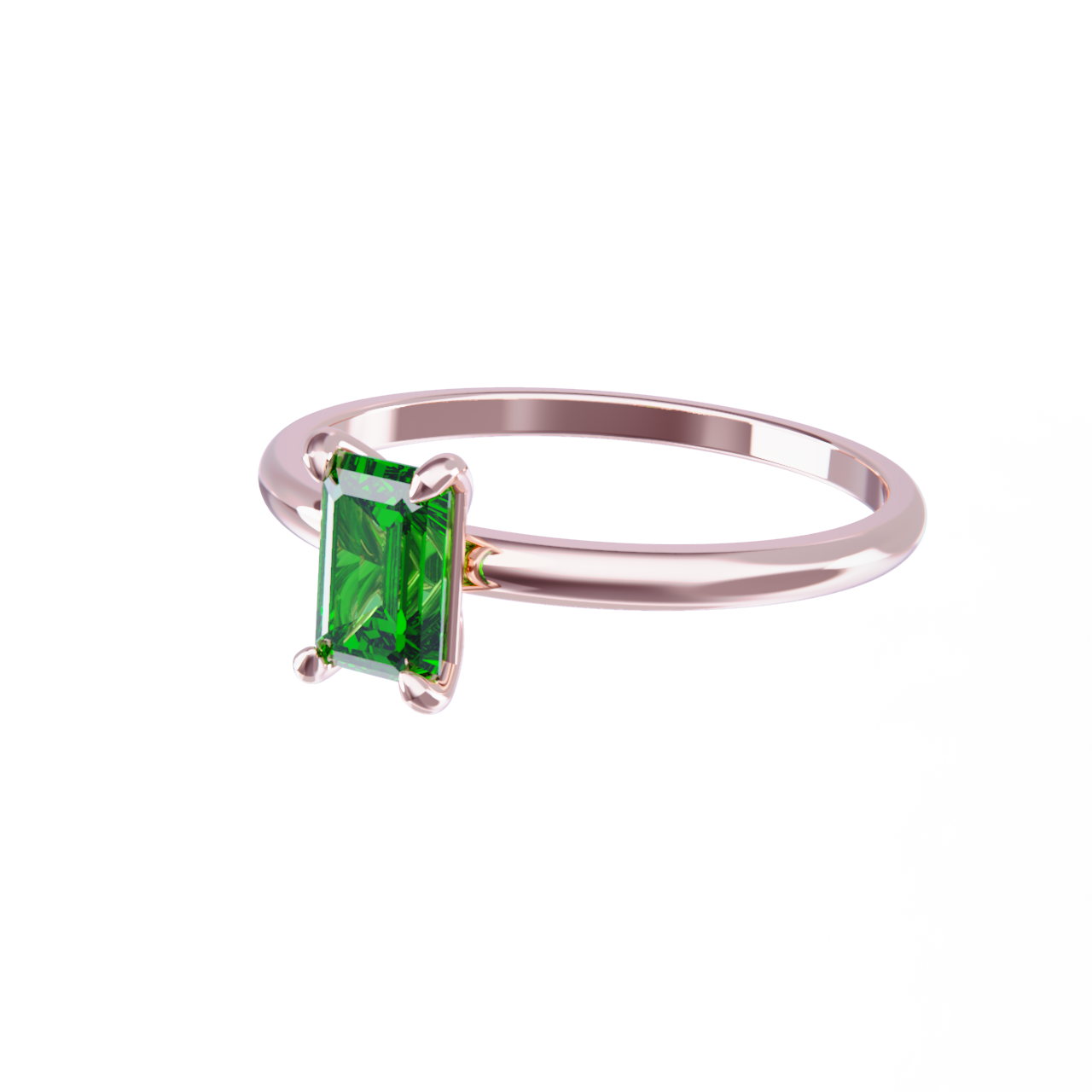 Anillo de oro rosa con esmeralda
