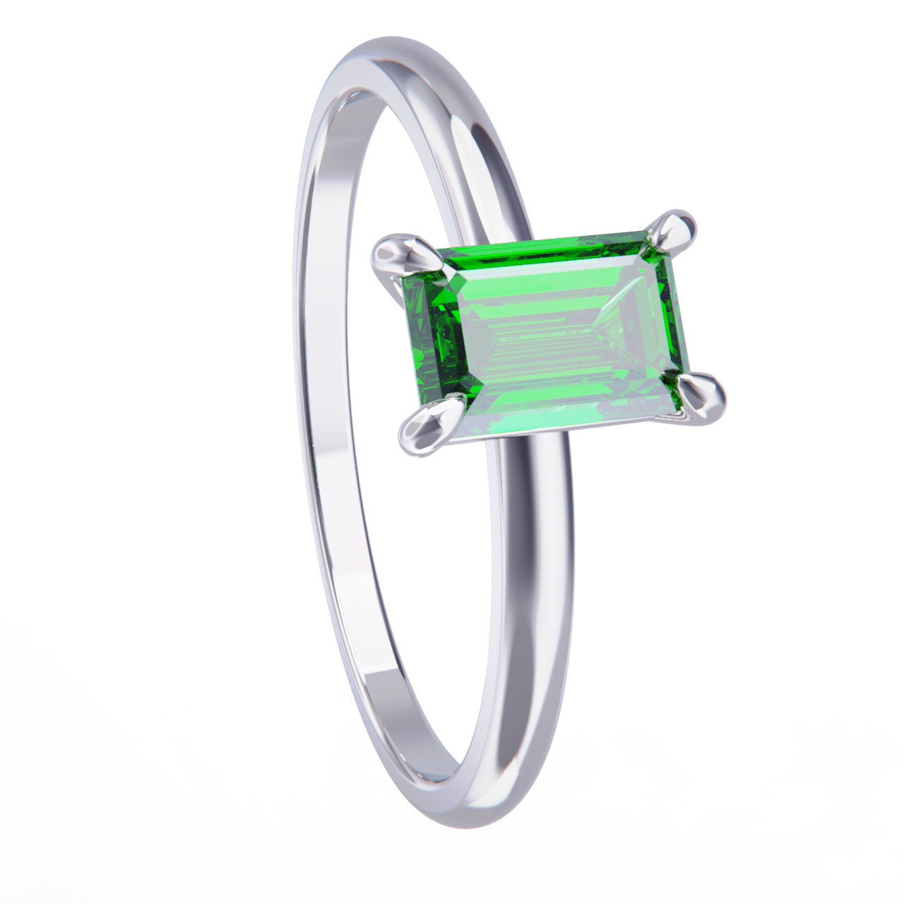 Anillo de platino con esmeralda