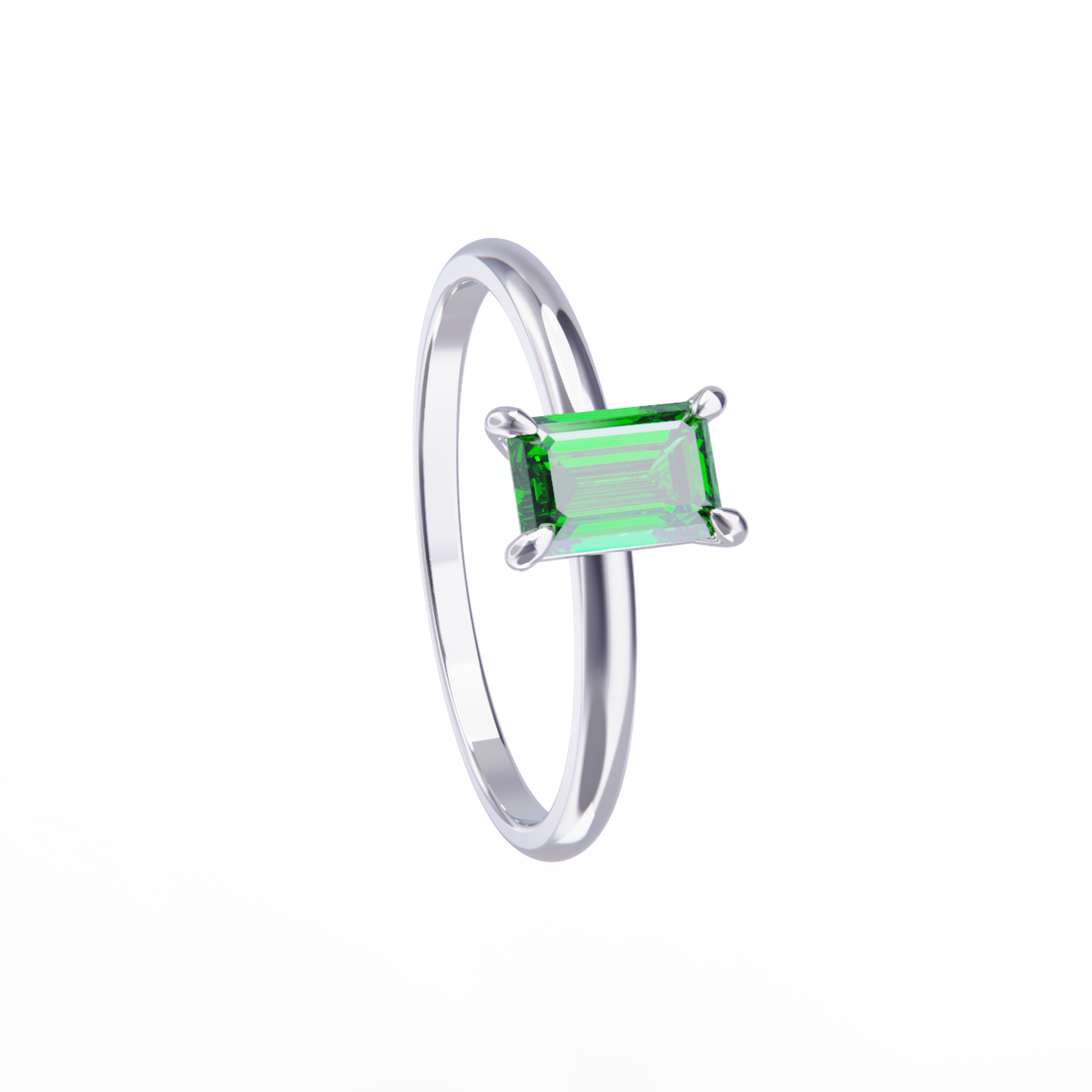 Anillo de platino con esmeralda