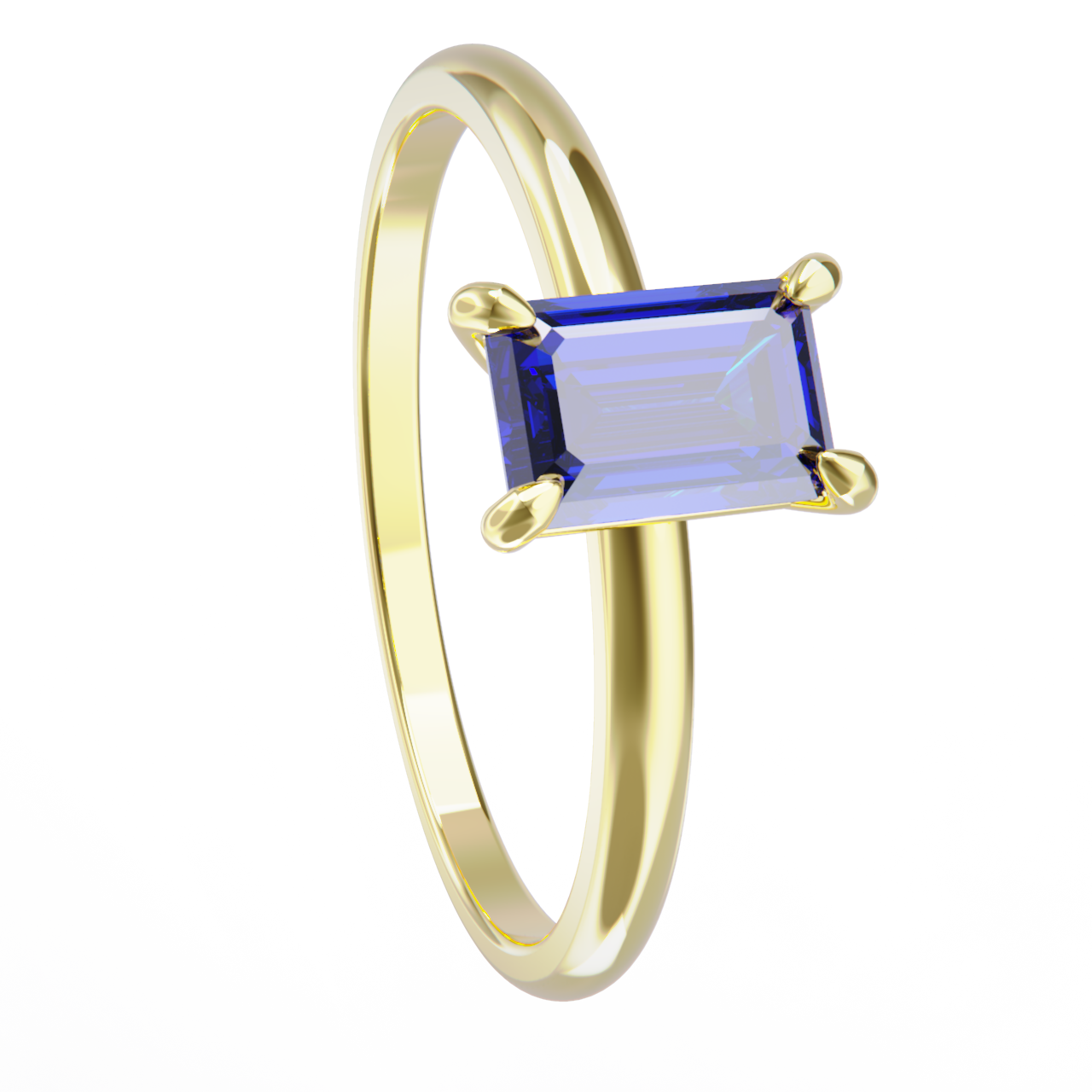 Anillo de oro amarillo y zafiro