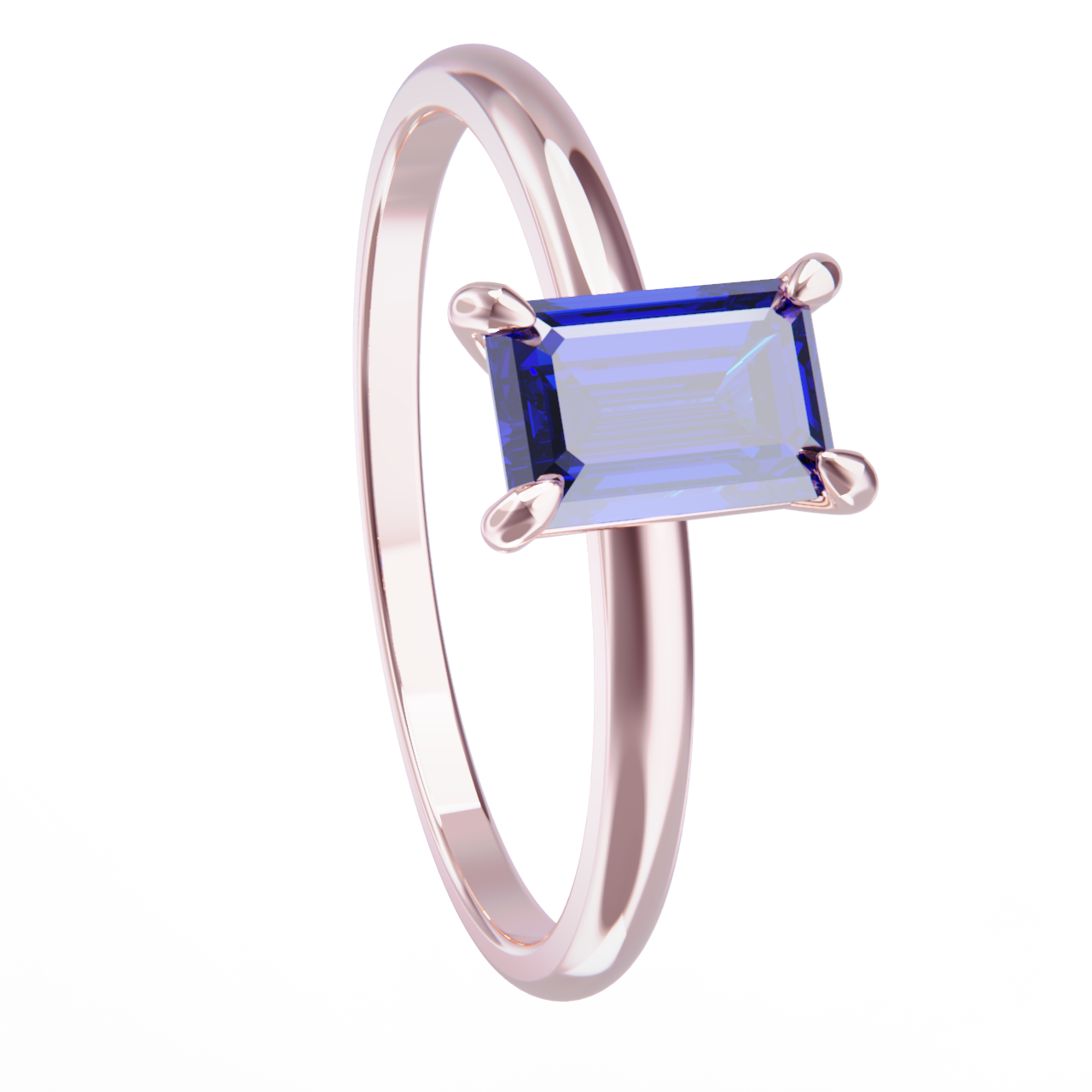 Anillo oro rosa y zafiro