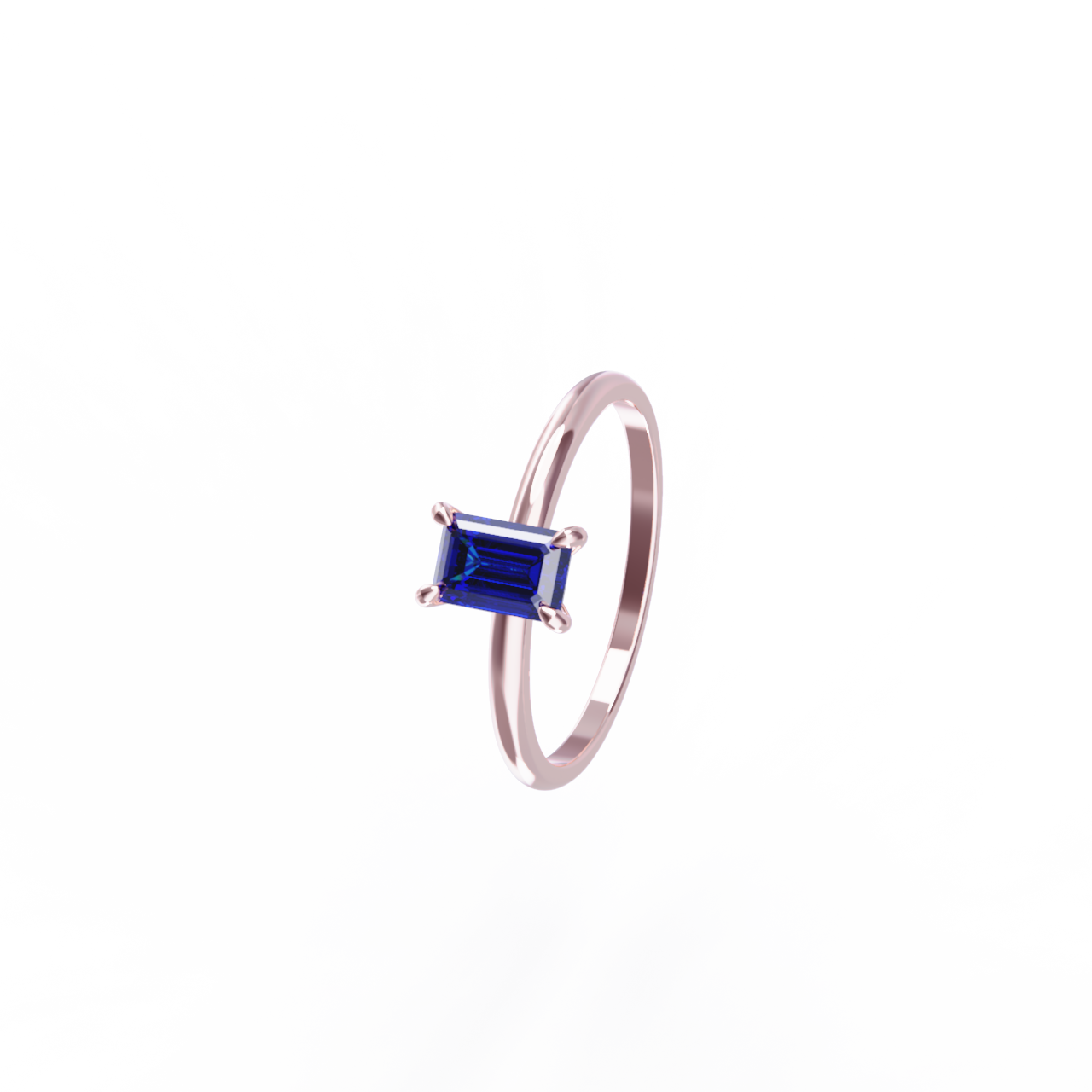Anillo oro rosa y zafiro