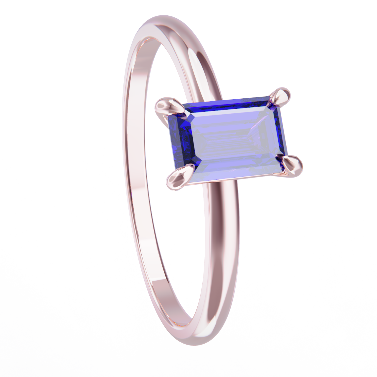 Anillo de oro rosa y tanzanita