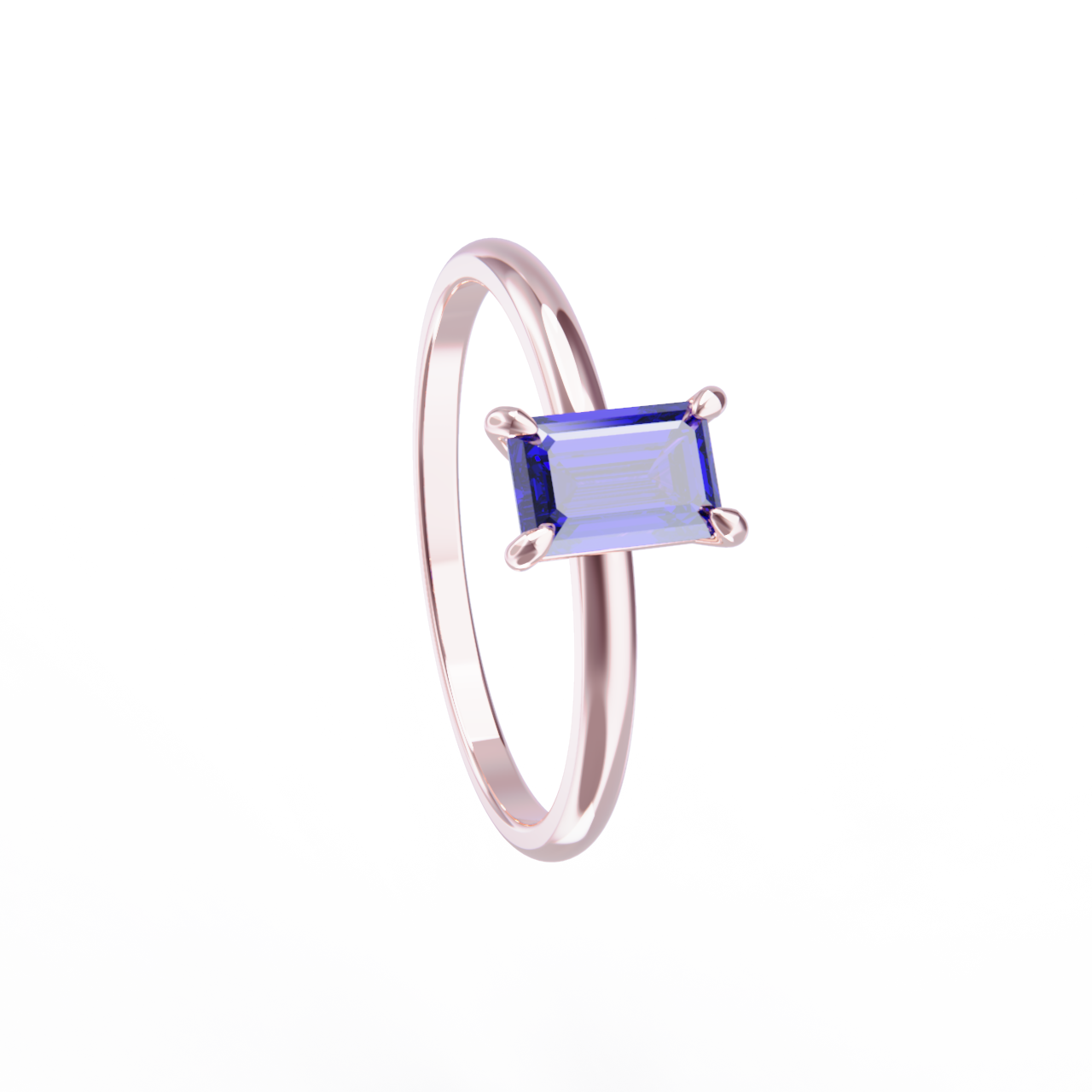 Anillo de oro rosa y tanzanita