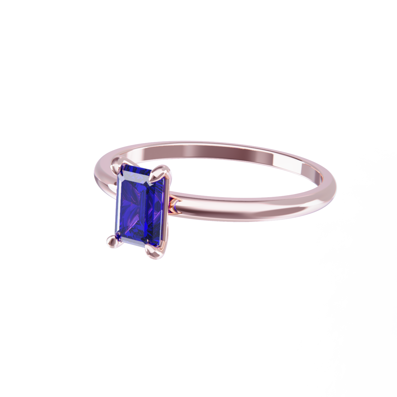 Anillo de oro rosa y tanzanita