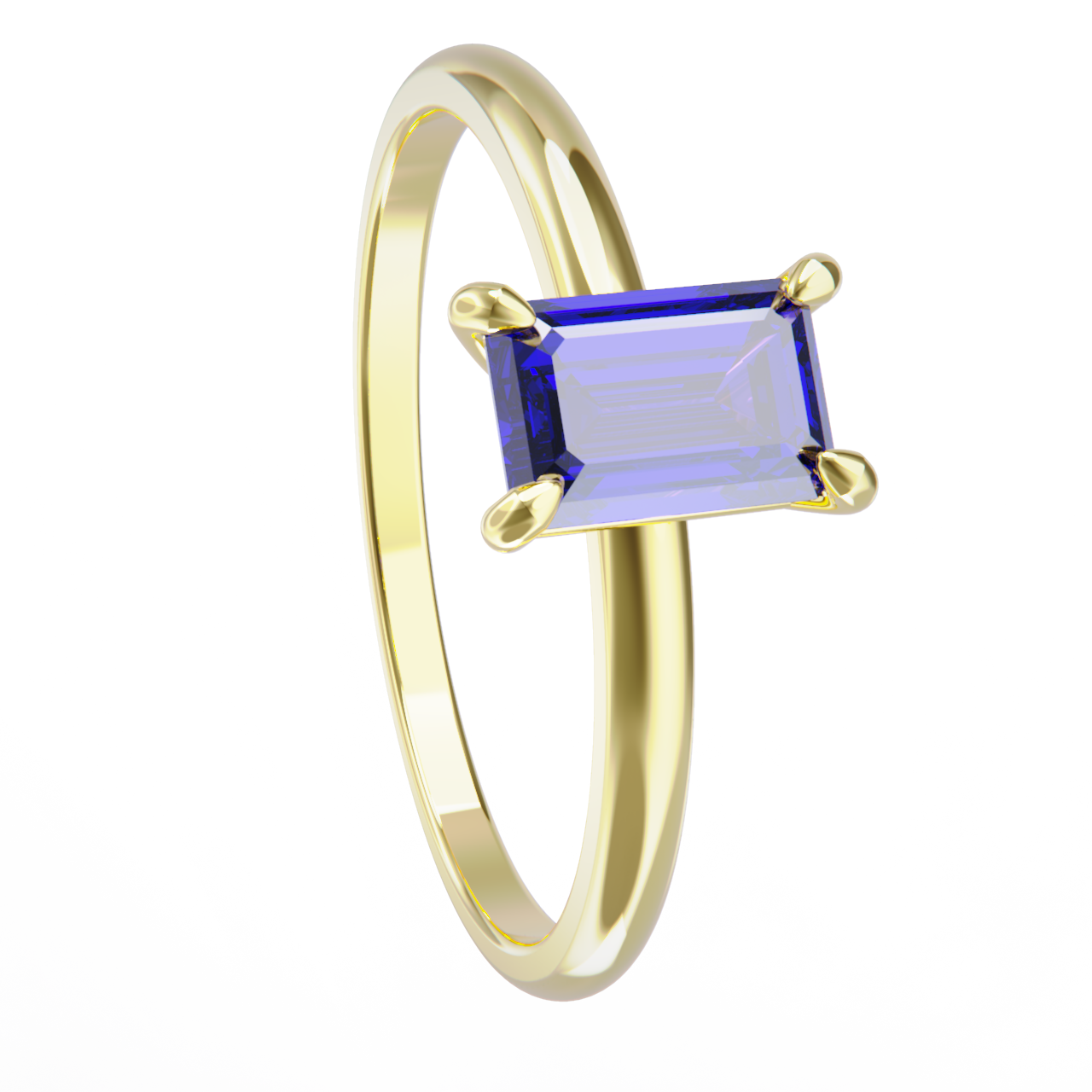Anillo de oro amarillo y tanzanita