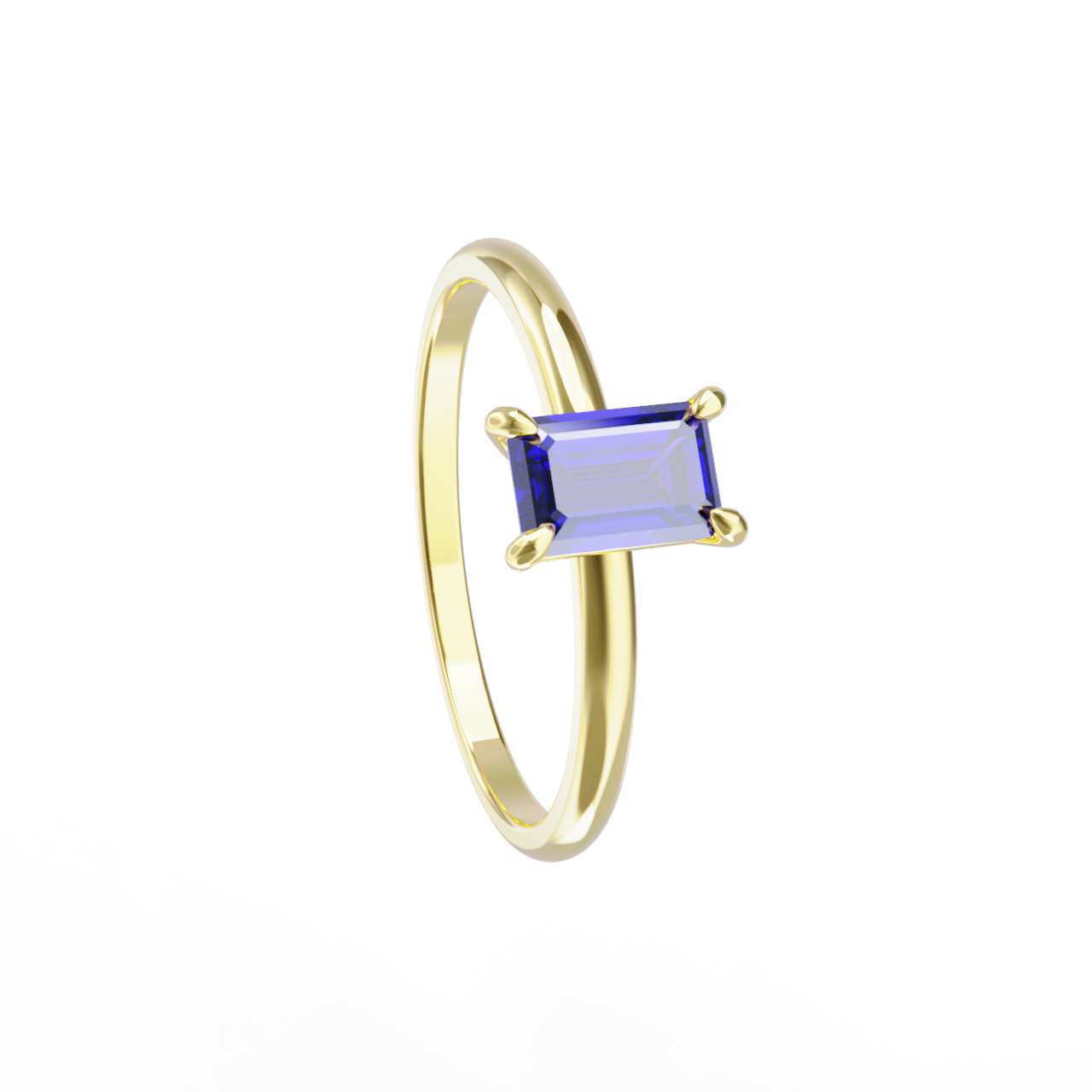 Anillo de oro amarillo y tanzanita