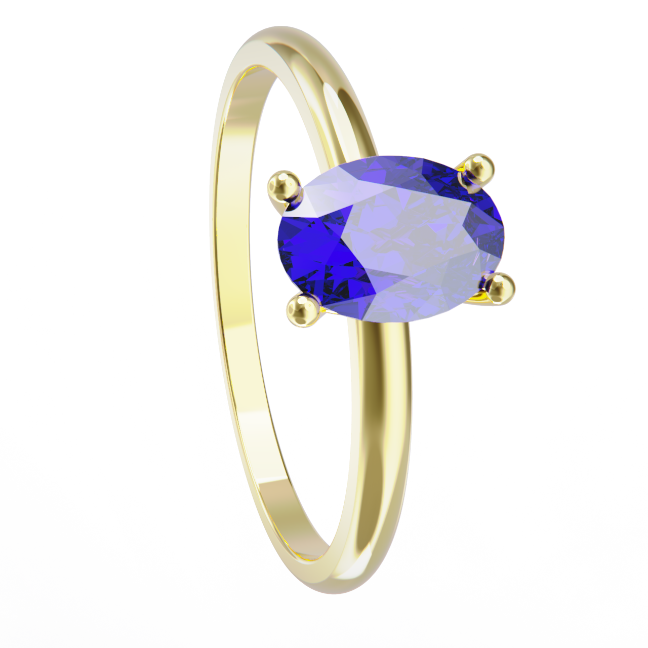 Anillo de oro amarillo y tanzanita
