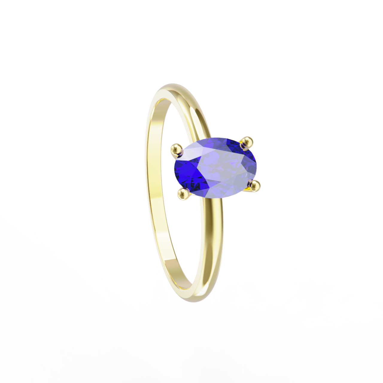 Anillo de oro amarillo y tanzanita