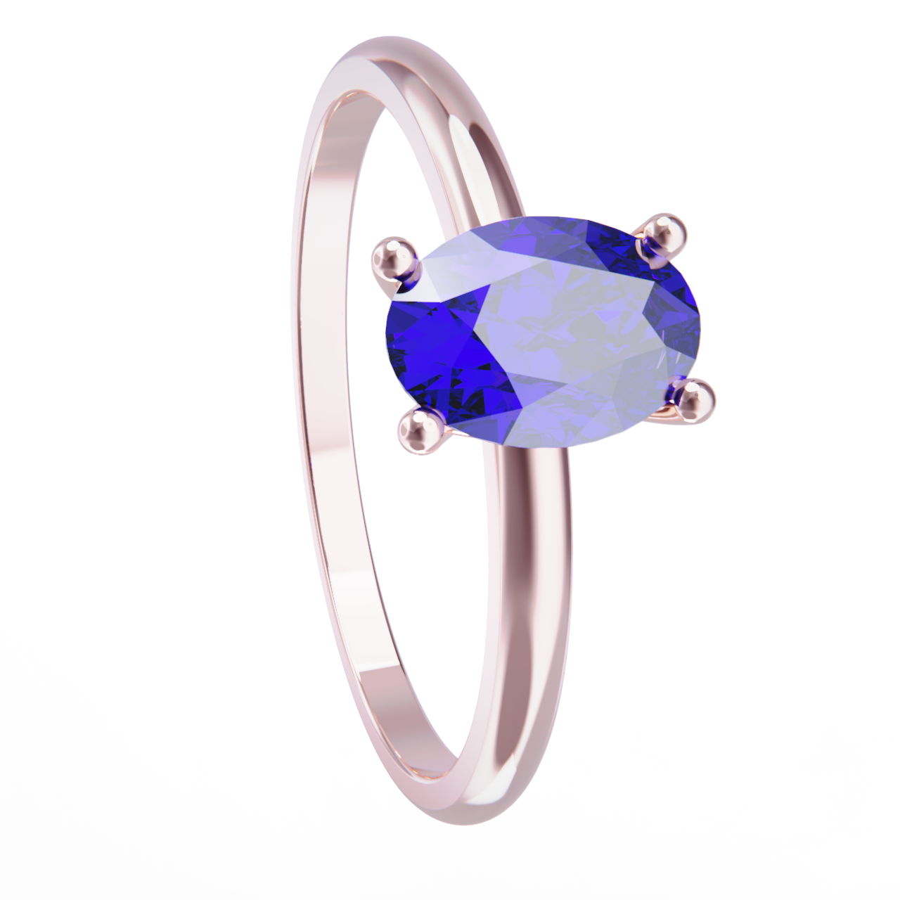 Anillo de oro rosa y tanzanita