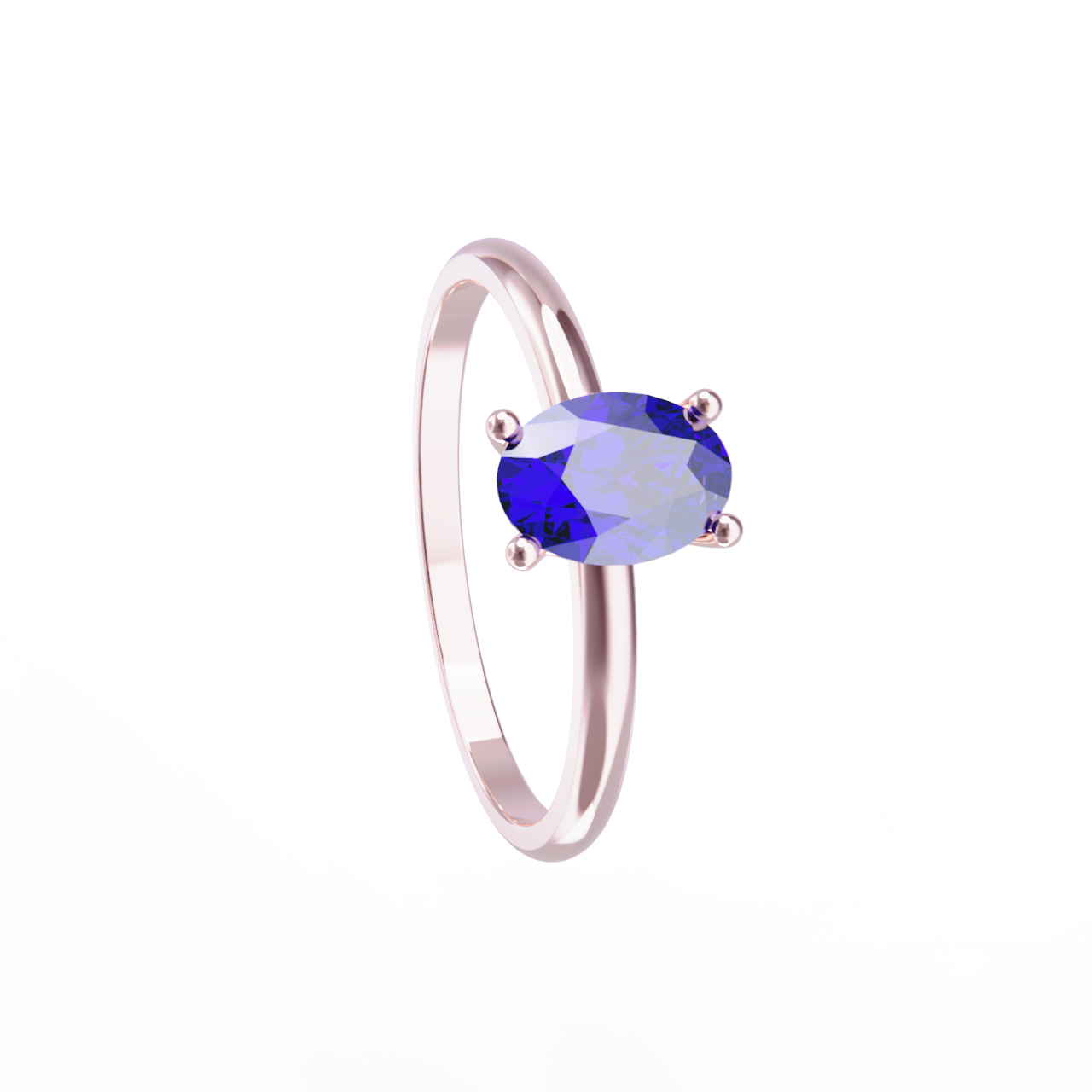 Anillo de oro rosa y tanzanita