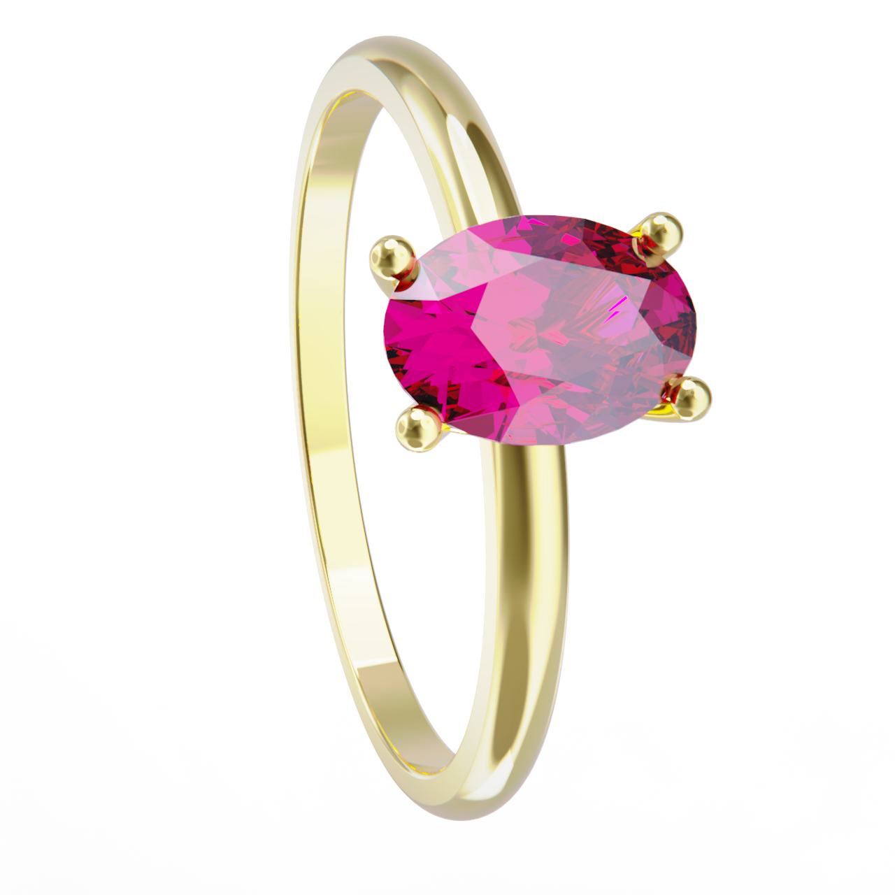 Anillo de oro amarillo y turmalina