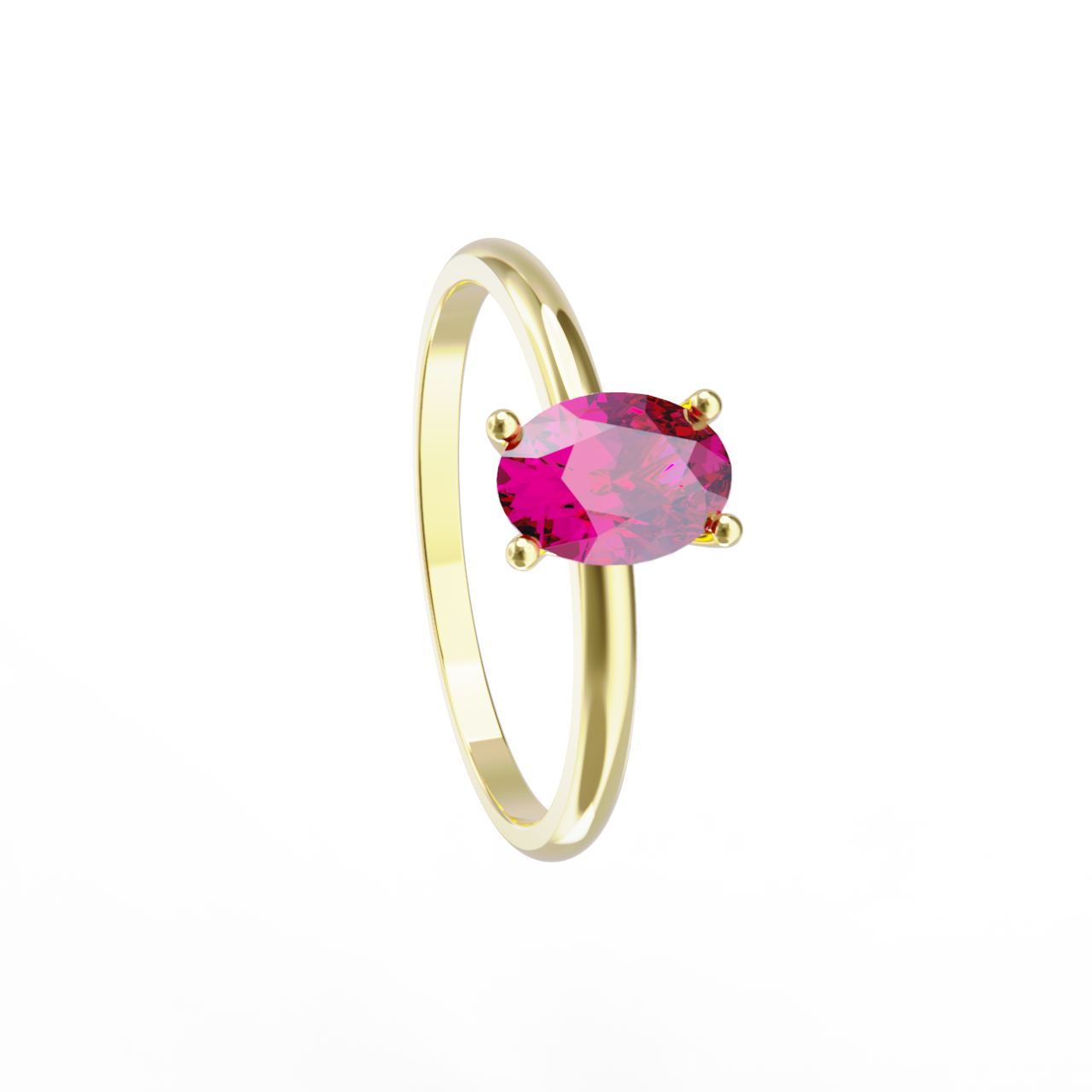 Anillo de oro amarillo y turmalina