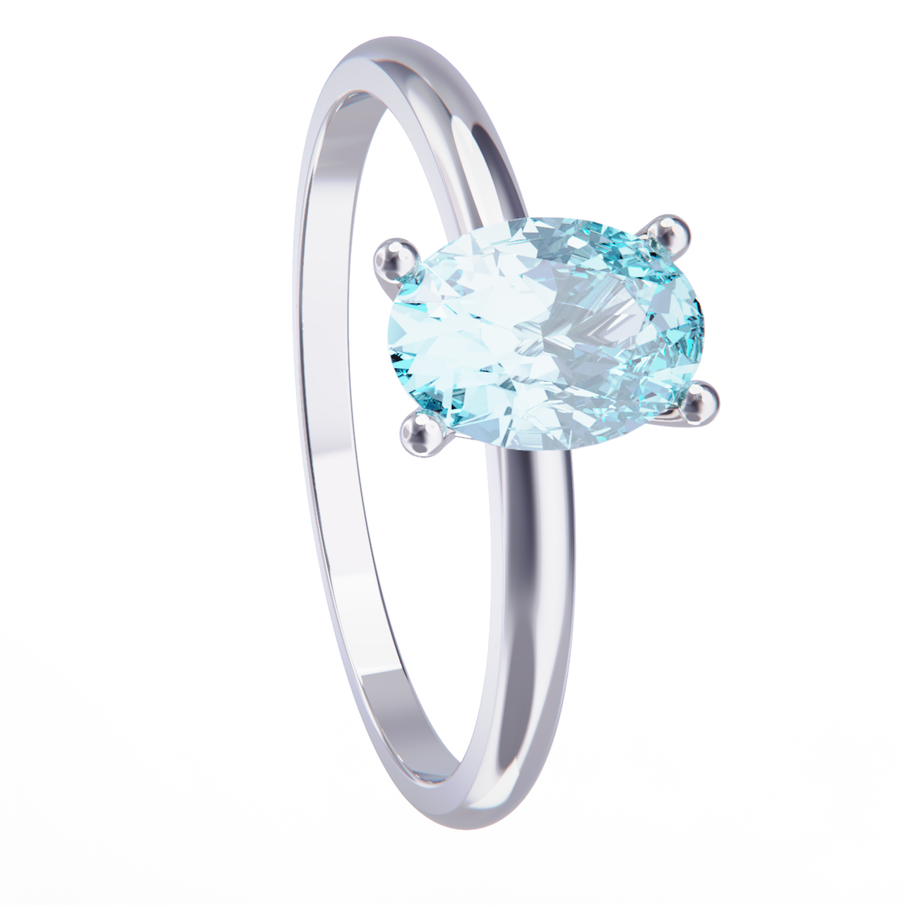 Anillo de platino y aguamarina
