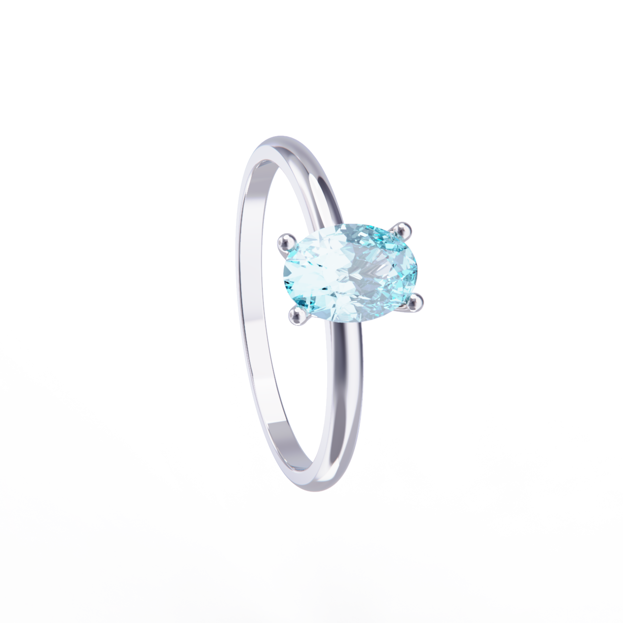 Anillo de platino y aguamarina