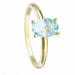 Anillo oro amarillo y aguamarina