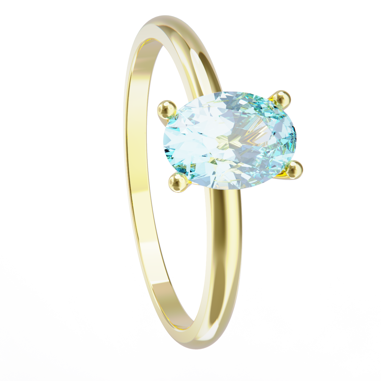 Anillo oro amarillo y aguamarina