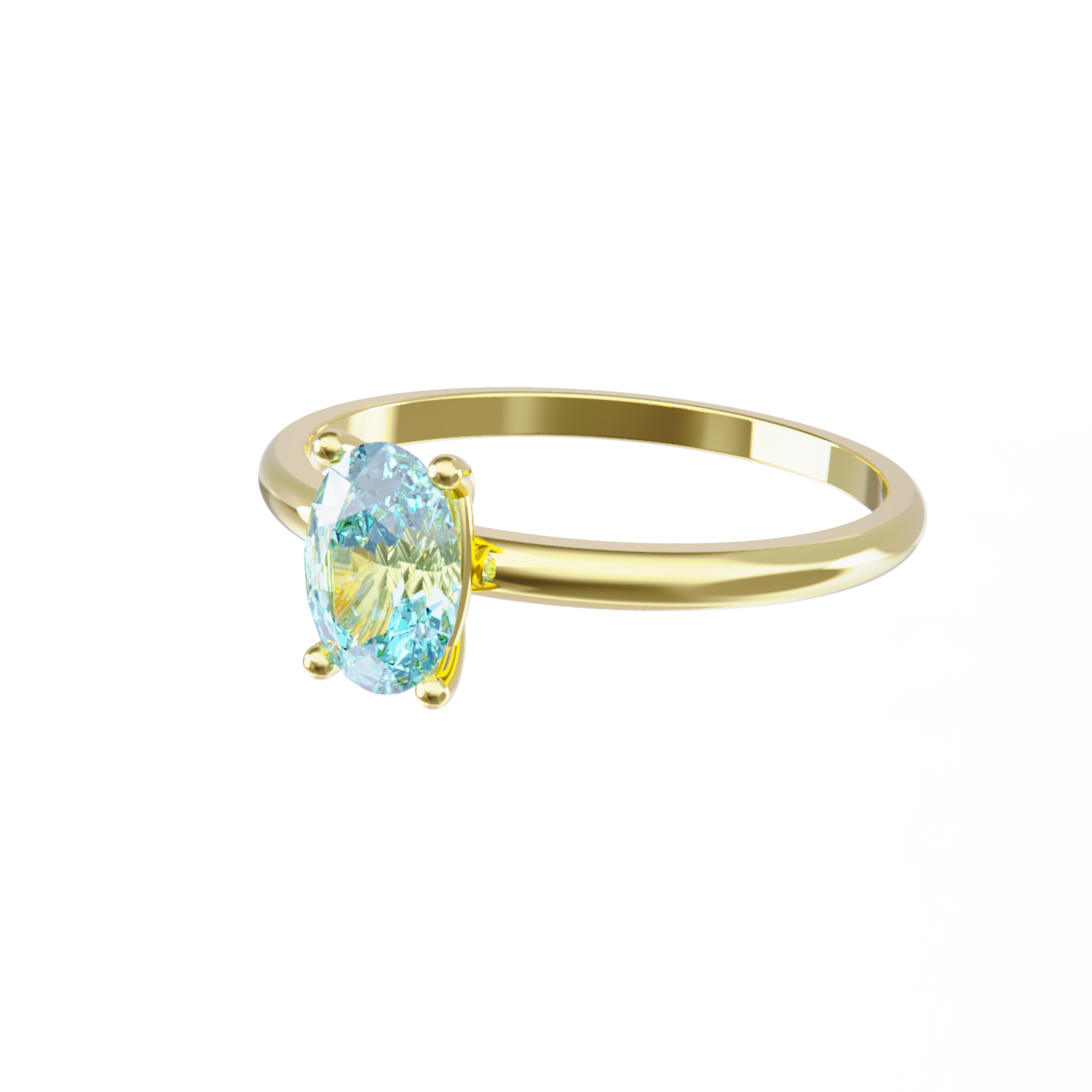 Anillo oro amarillo y aguamarina