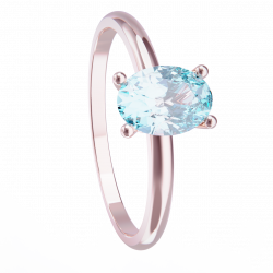 Anillo oro rosa y aguamarina