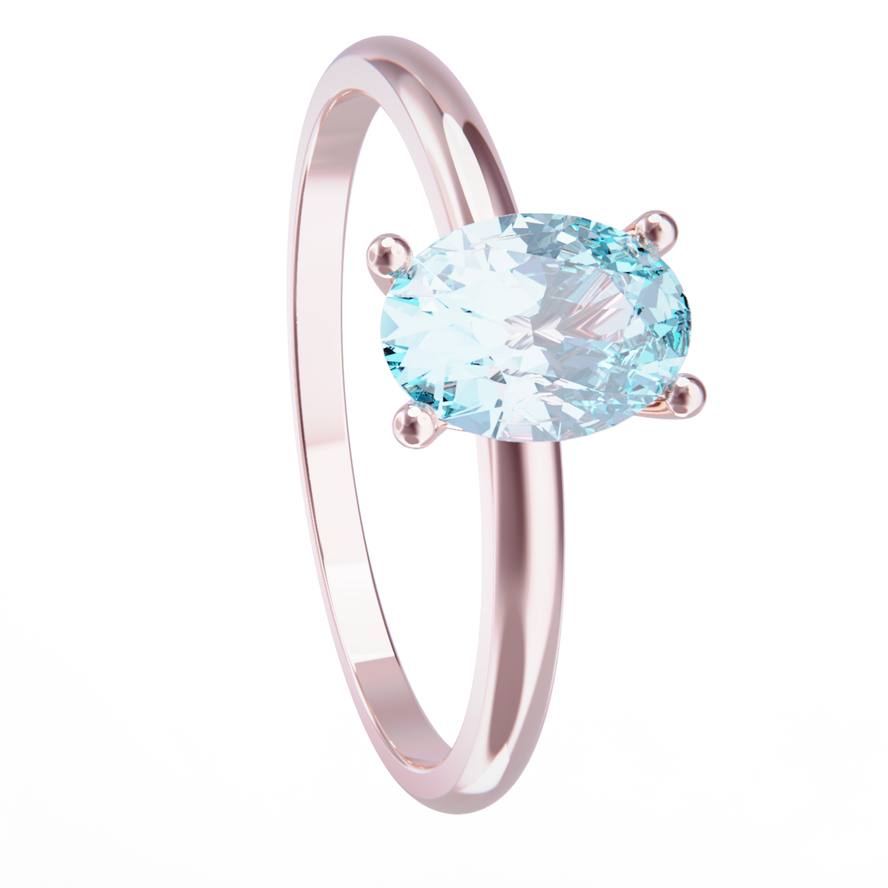 Anillo oro rosa y aguamarina