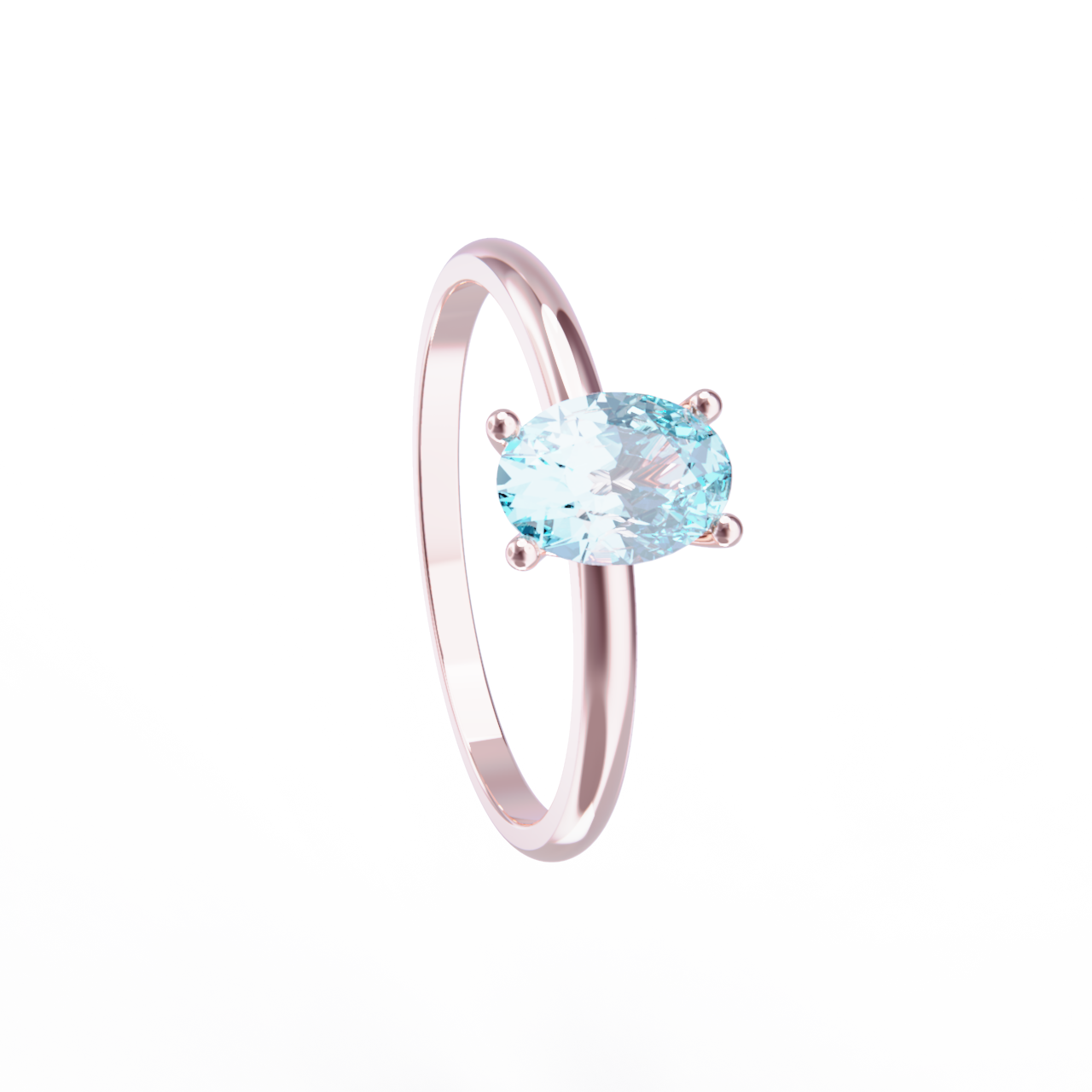 Anillo oro rosa y aguamarina