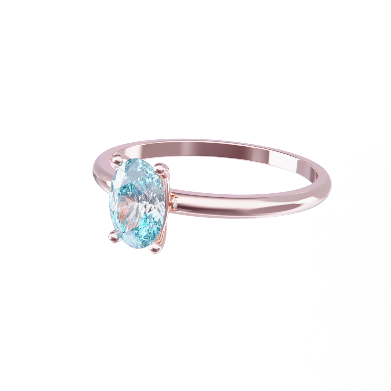 Anillo oro rosa y aguamarina