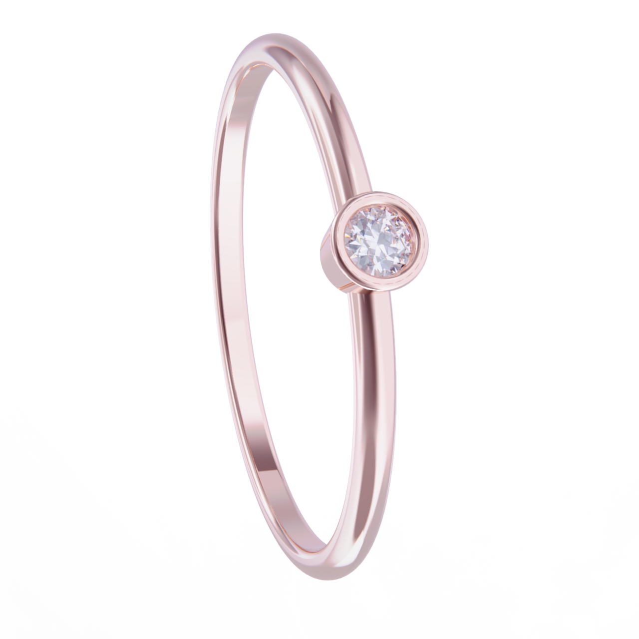 Anillo de oro rosa con diamante