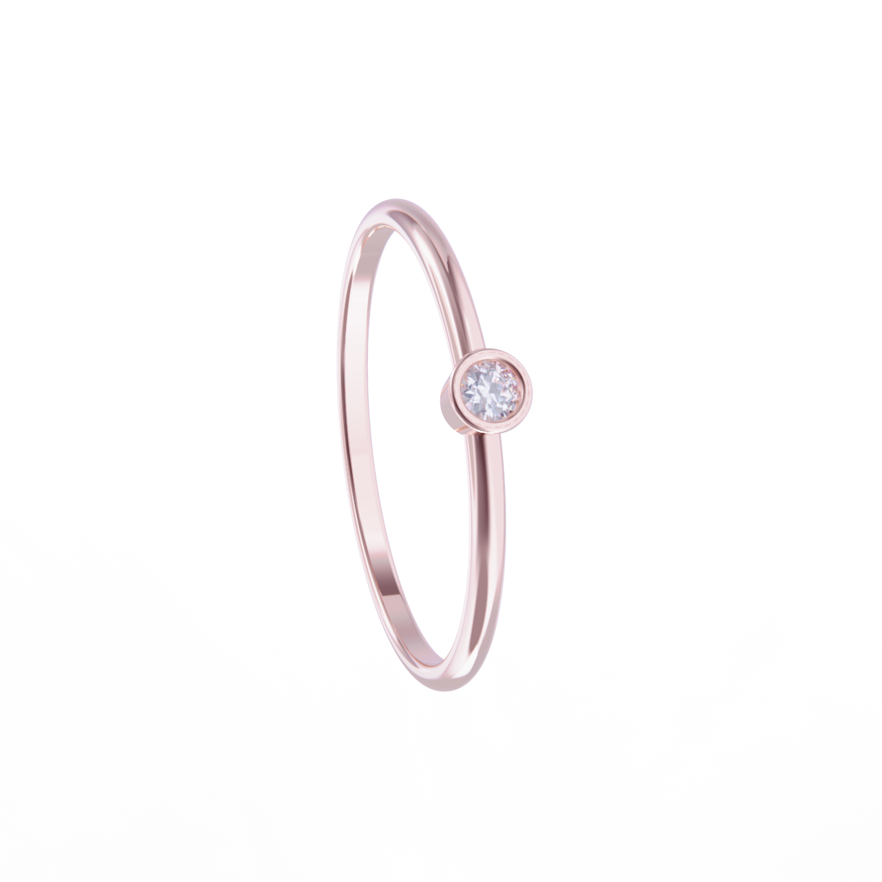 Anillo de oro rosa con diamante
