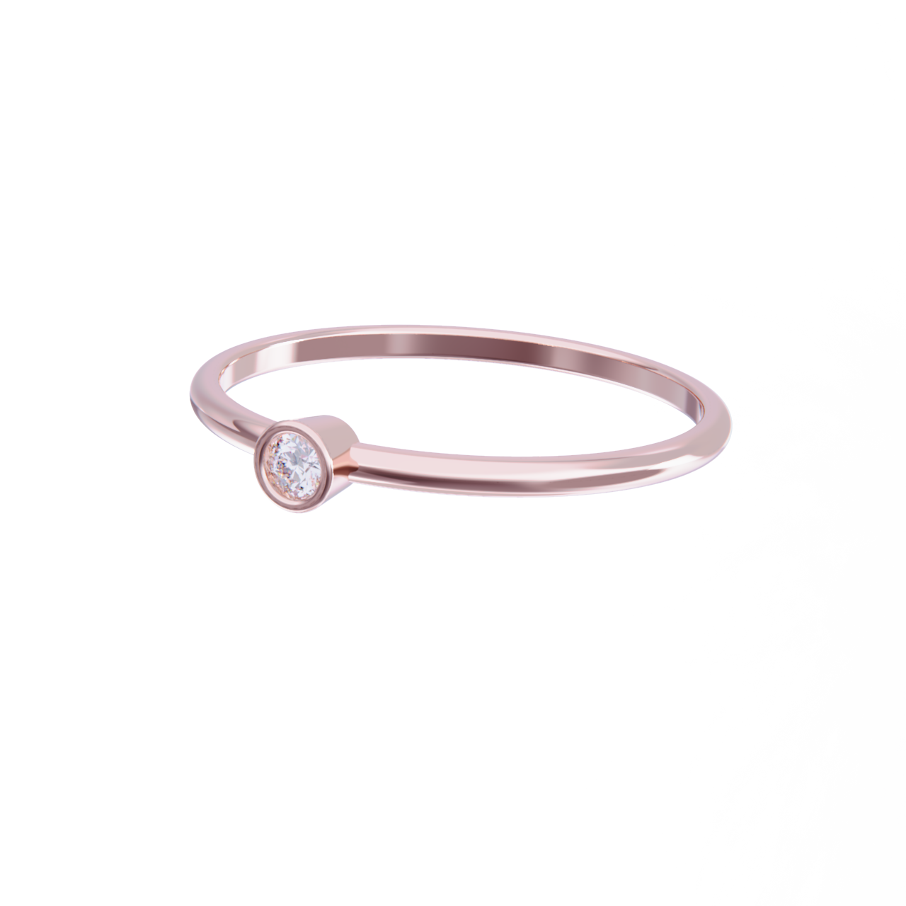 Anillo de oro rosa con diamante