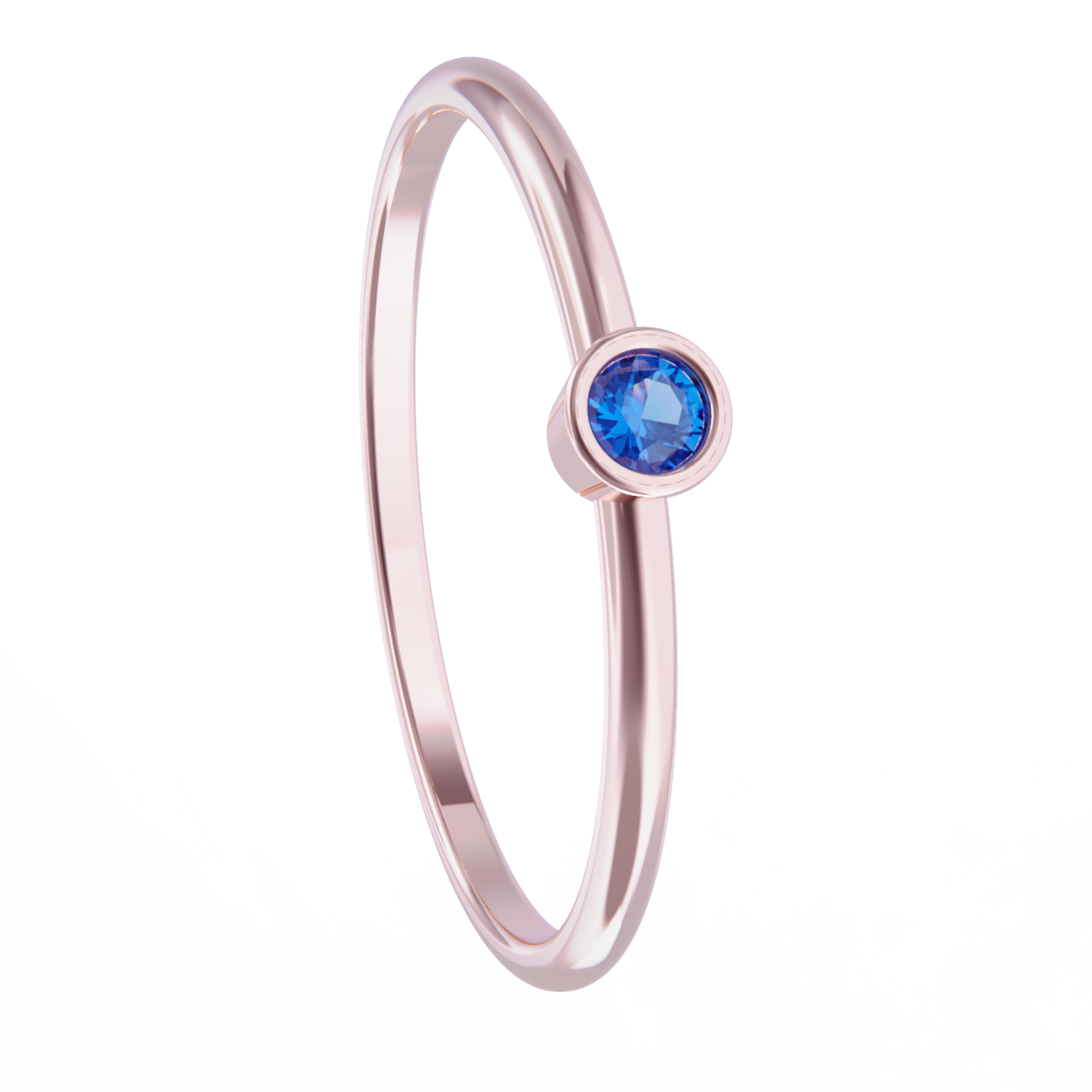 Rose gold ring with sapphire