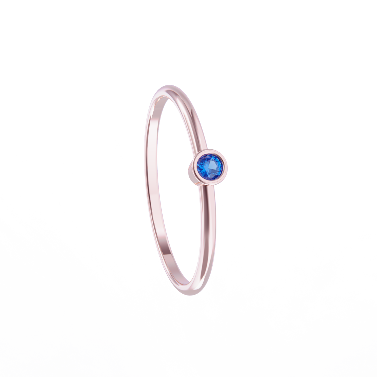 Rose gold ring with sapphire