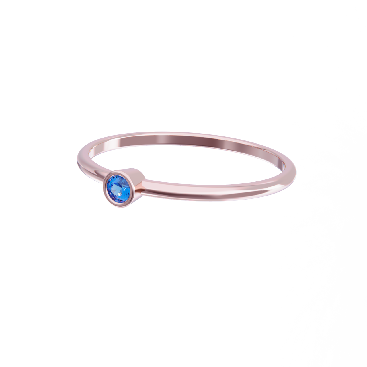 Rose gold ring with sapphire