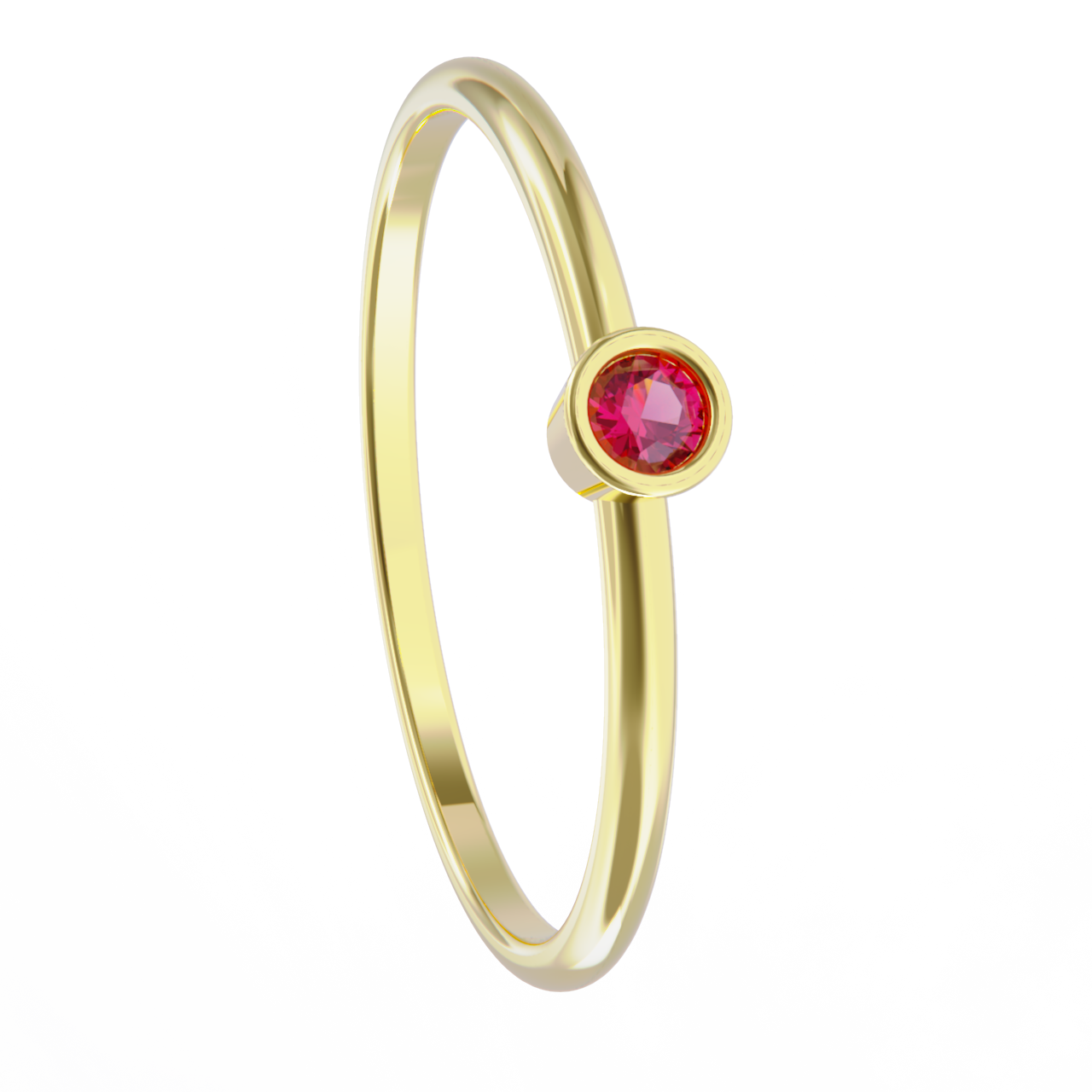 Anillo de oro amarillo con rubi