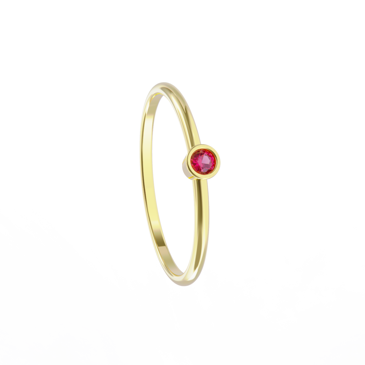 Anillo de oro amarillo con rubi