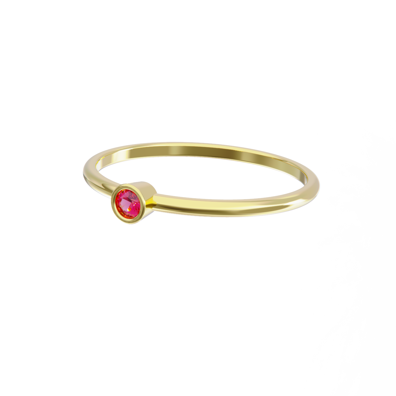 Anillo de oro amarillo con rubi