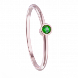 Anillo de oro rosa con esmeralda