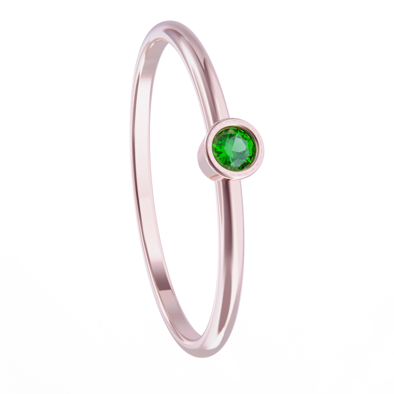 Anillo de oro rosa con esmeralda