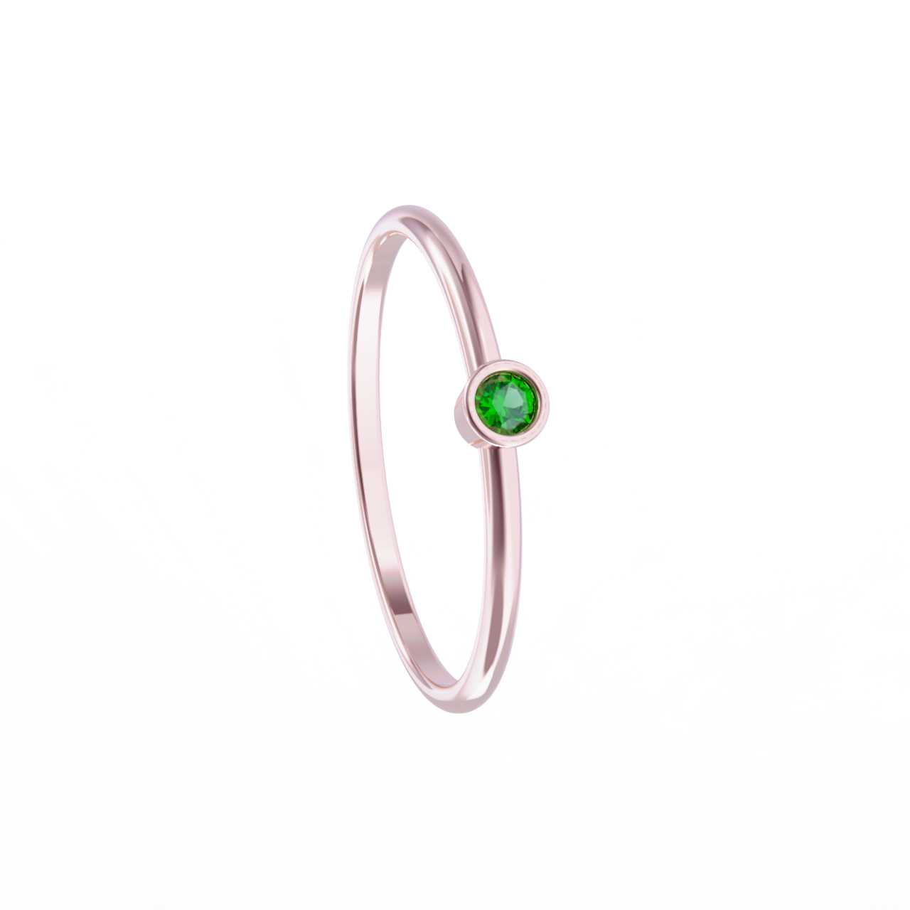 Anillo de oro rosa con esmeralda
