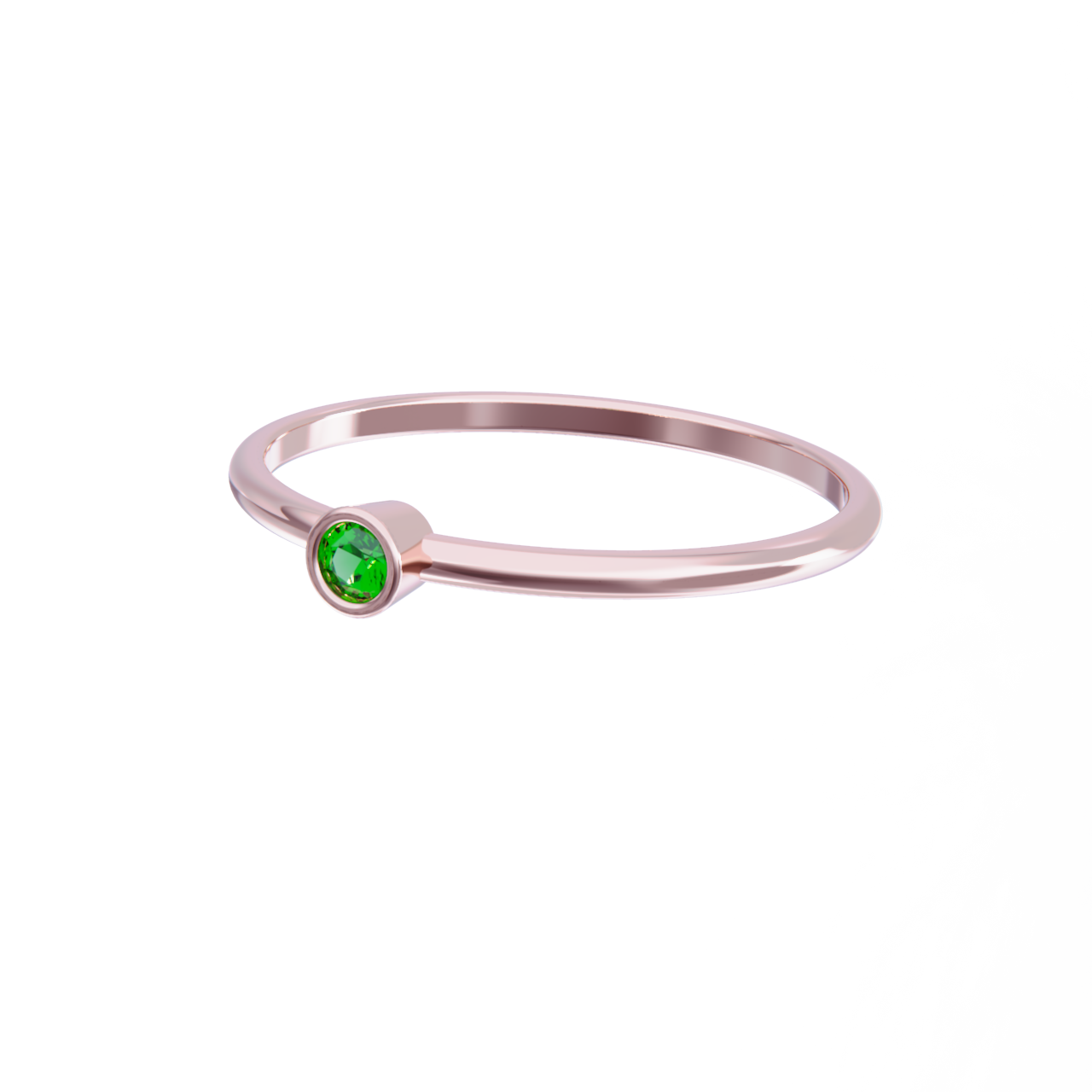Anillo de oro rosa con esmeralda