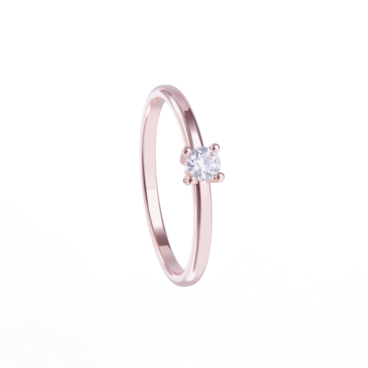 Anillo oro rosa y diamante